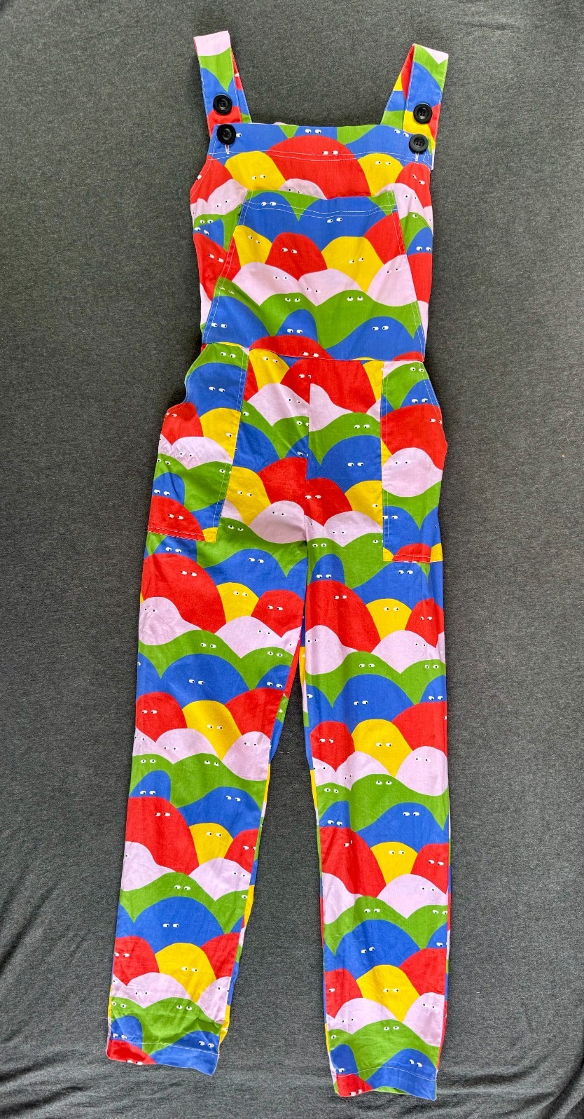Nooworks Rainbow Lumps Overalls — Discontinued 2021 Print, Size Small, Excellent