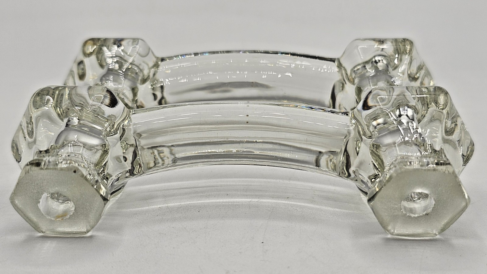 Vintage Clear Glass Curved Drawer Handle Pulls 4