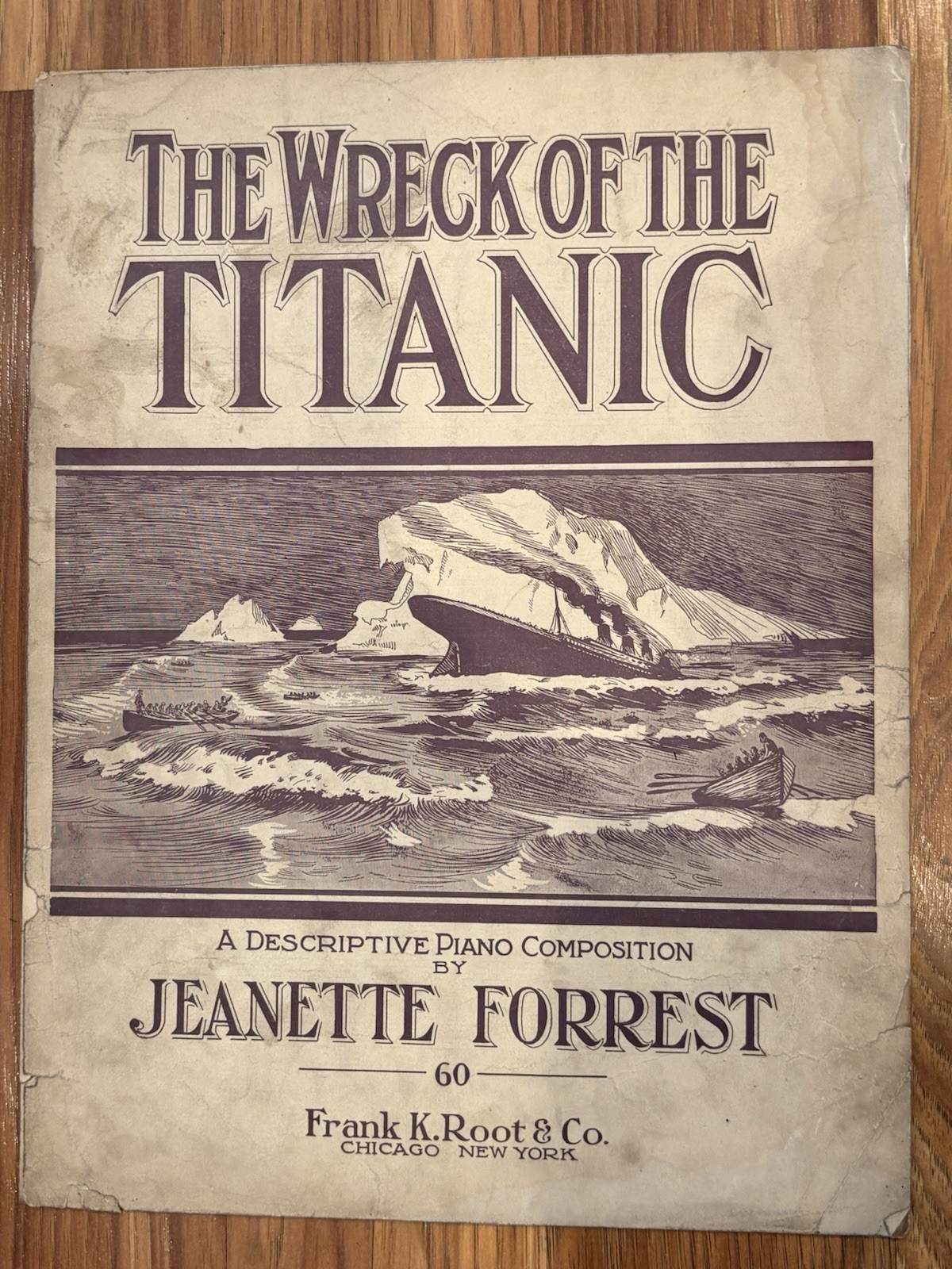 1912 WRECK OF THE TITANIC Piano Sheet Music Jeanette Forrest Antique 110th Anniv