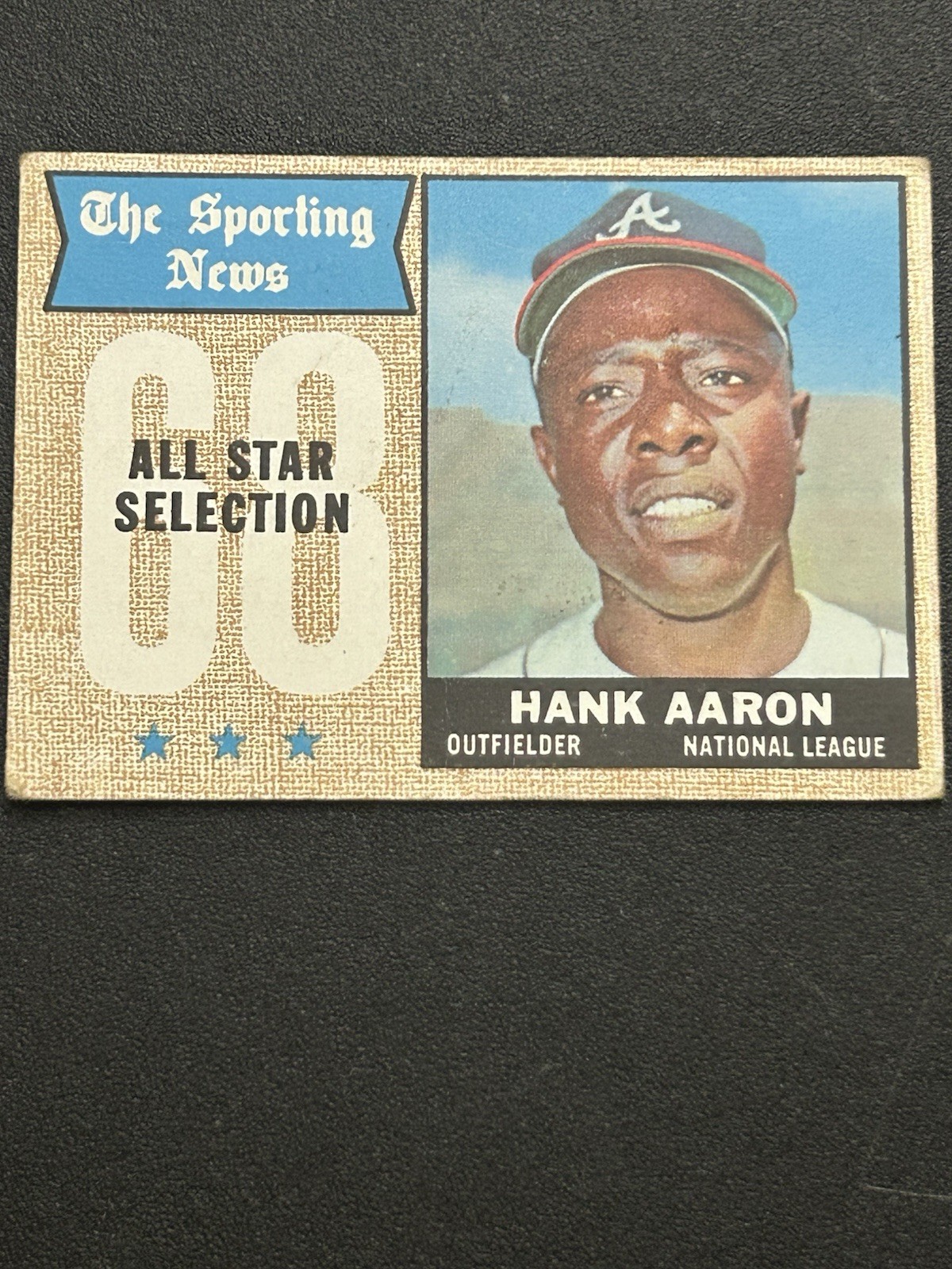 1968 Topps - Sporting News All-Stars Hank Aaron #370 Atlanta Braves HOF 1968 Topps - Sporting News All-Stars Hank Aaron #370 Atlanta Braves HOF