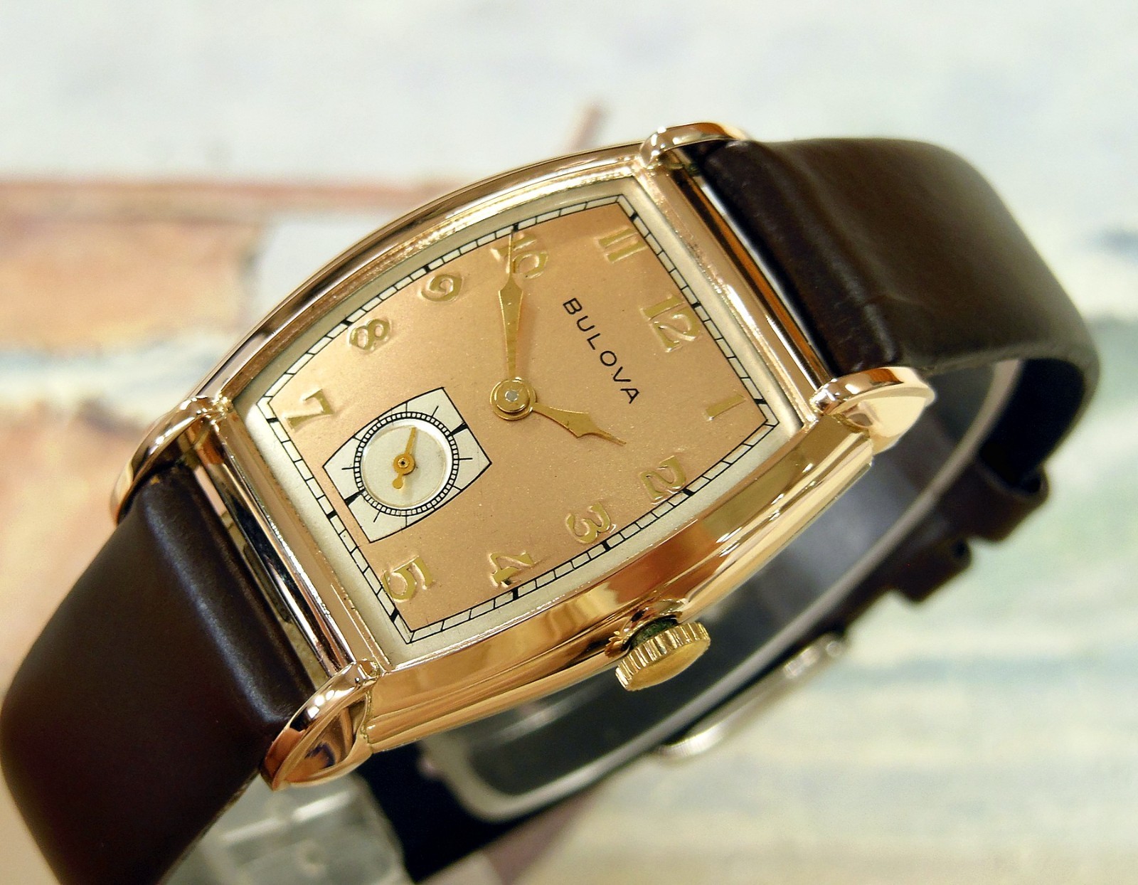 1940's Vintage BULOVA, Stunning SALMON Dial, Serviced & Warranty