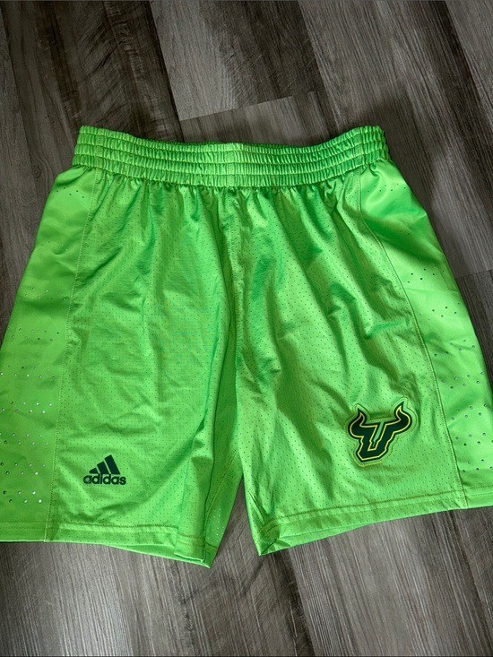 Adidas University of South Florida USF bulls athletic shorts lime green men’s Adidas University of South Florida USF bulls athletic shorts lime green men’s