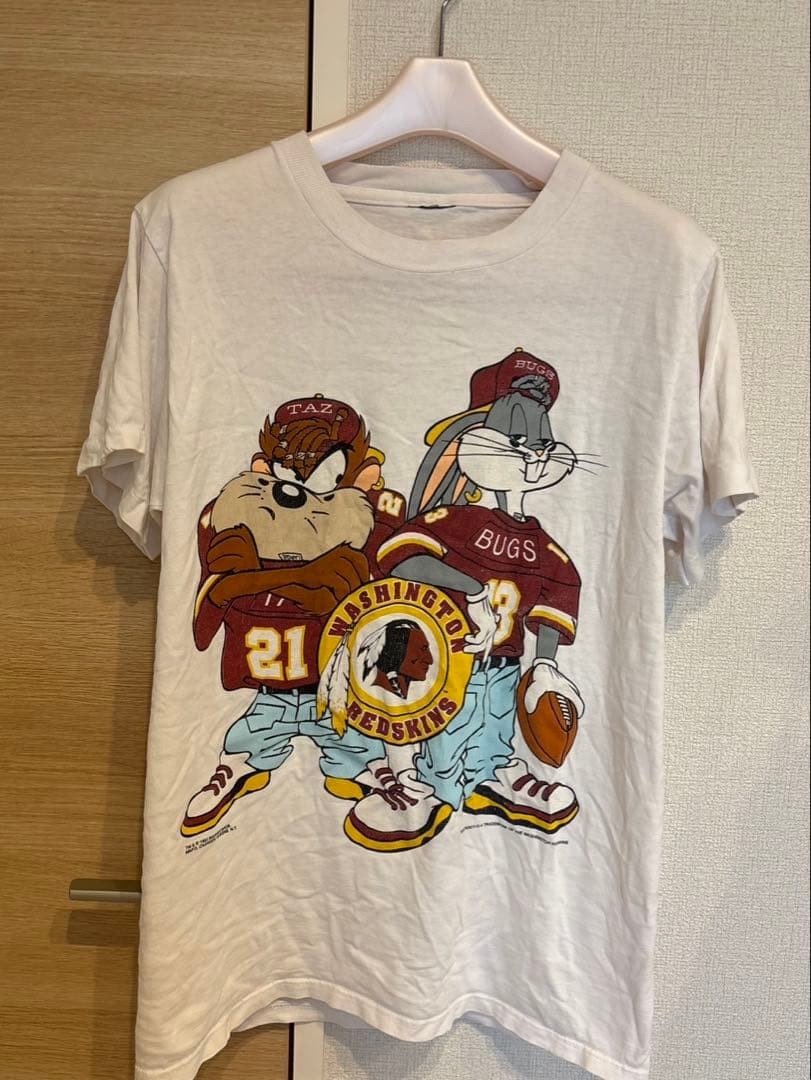 Washington Redskins Looney Tunes 90s Rare Design White T shirt HN8338