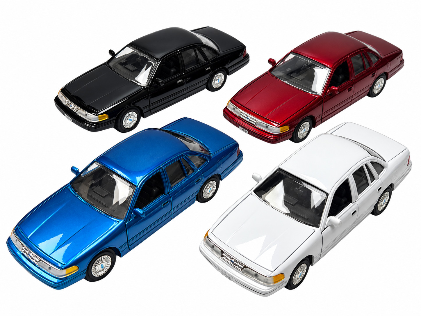 Motormax 1998 Ford Crown Victoria 1/24 Diecast Model Police Car 76102 SET OF 4 Motormax 1998 Ford Crown Victoria 1/24 Diecast Model Police Car 76102 SET OF 4