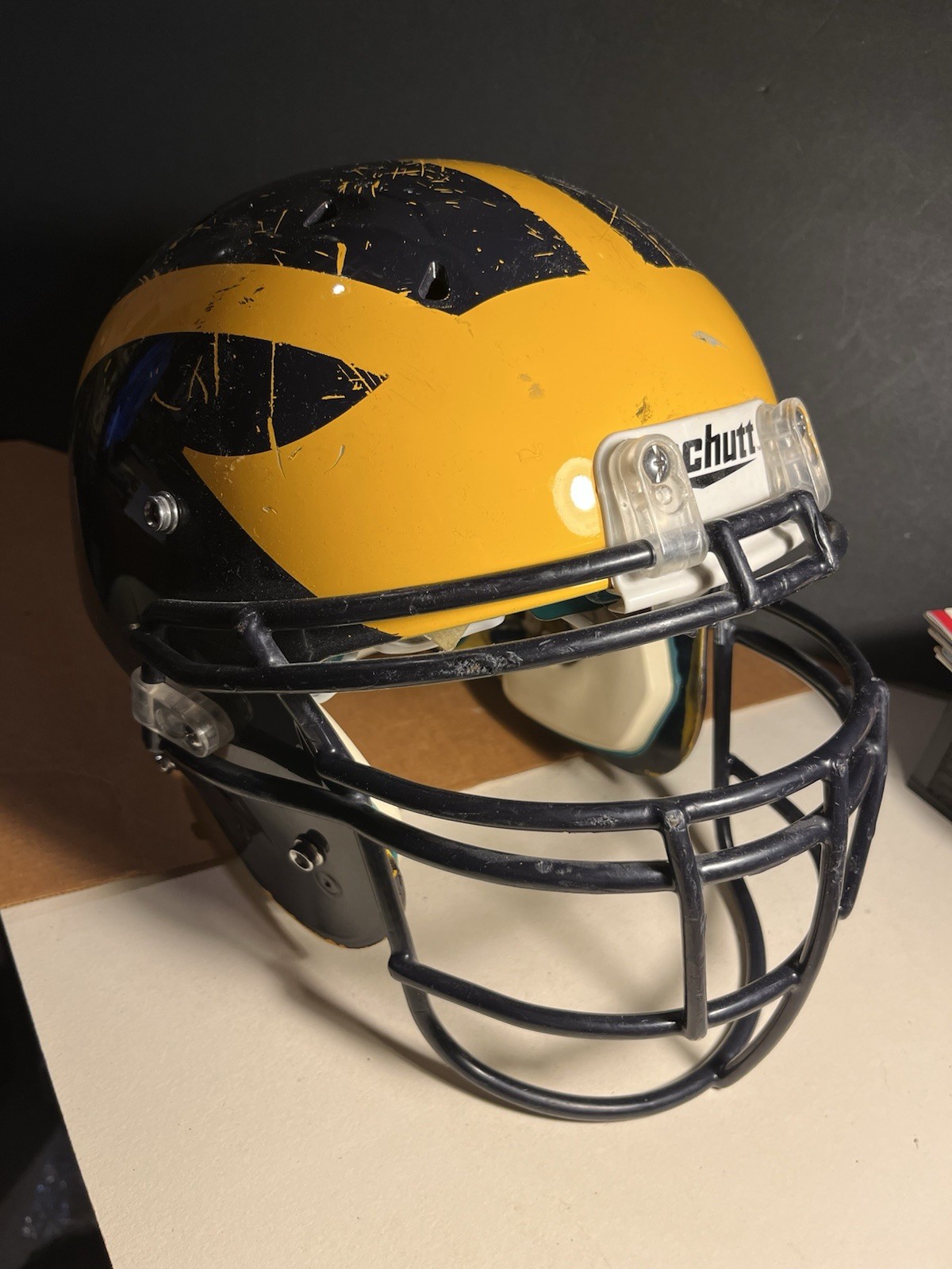 Full Size Schutt Football Helmet Blue Over Maize University Of Michigan Colors Full Size Schutt Football Helmet Blue Over Maize University Of Michigan Colors