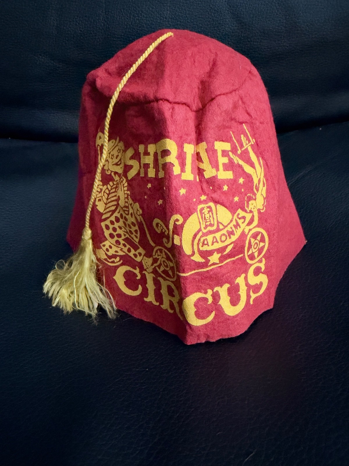 Vintage 1960s 70s Shriners Circus Child’s Fez Hat Red Gold Tassel Souvenir