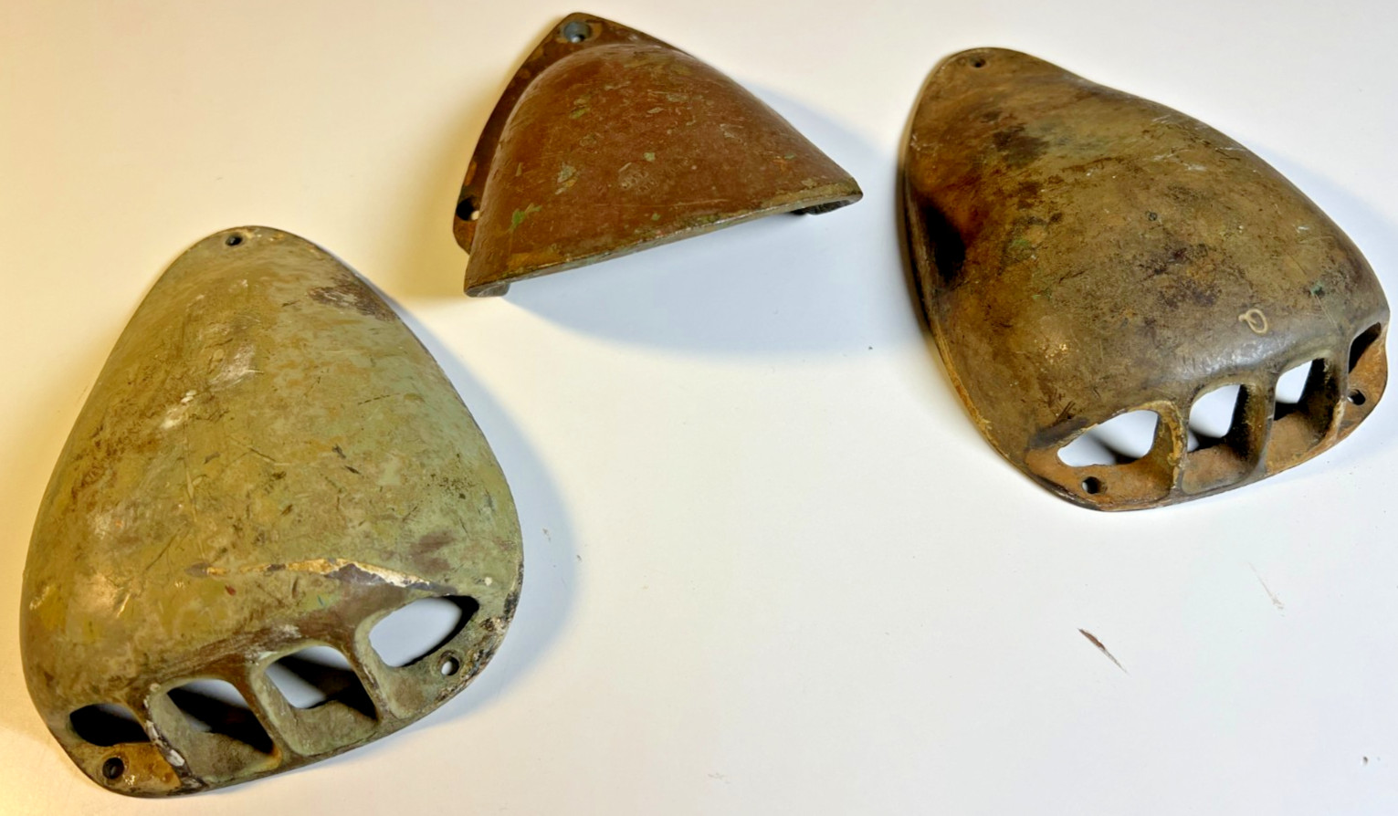 Set 3 Vintage Perko Brass Deck Air Vents Clamshell Scoops Wooden Runabout Boat