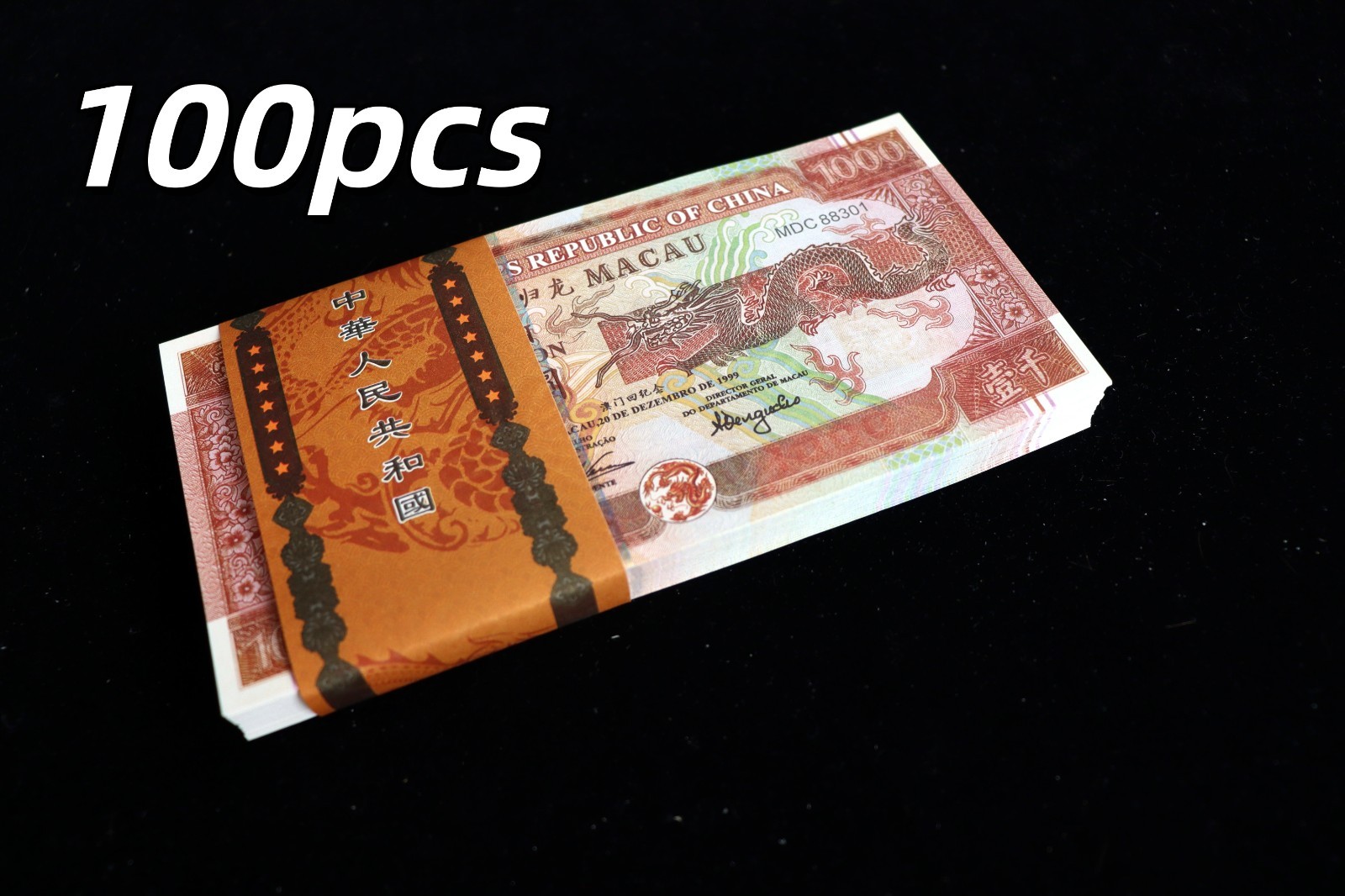 100Pcs, China, Macau Dragon Commemorative Banknote,1000, UNC