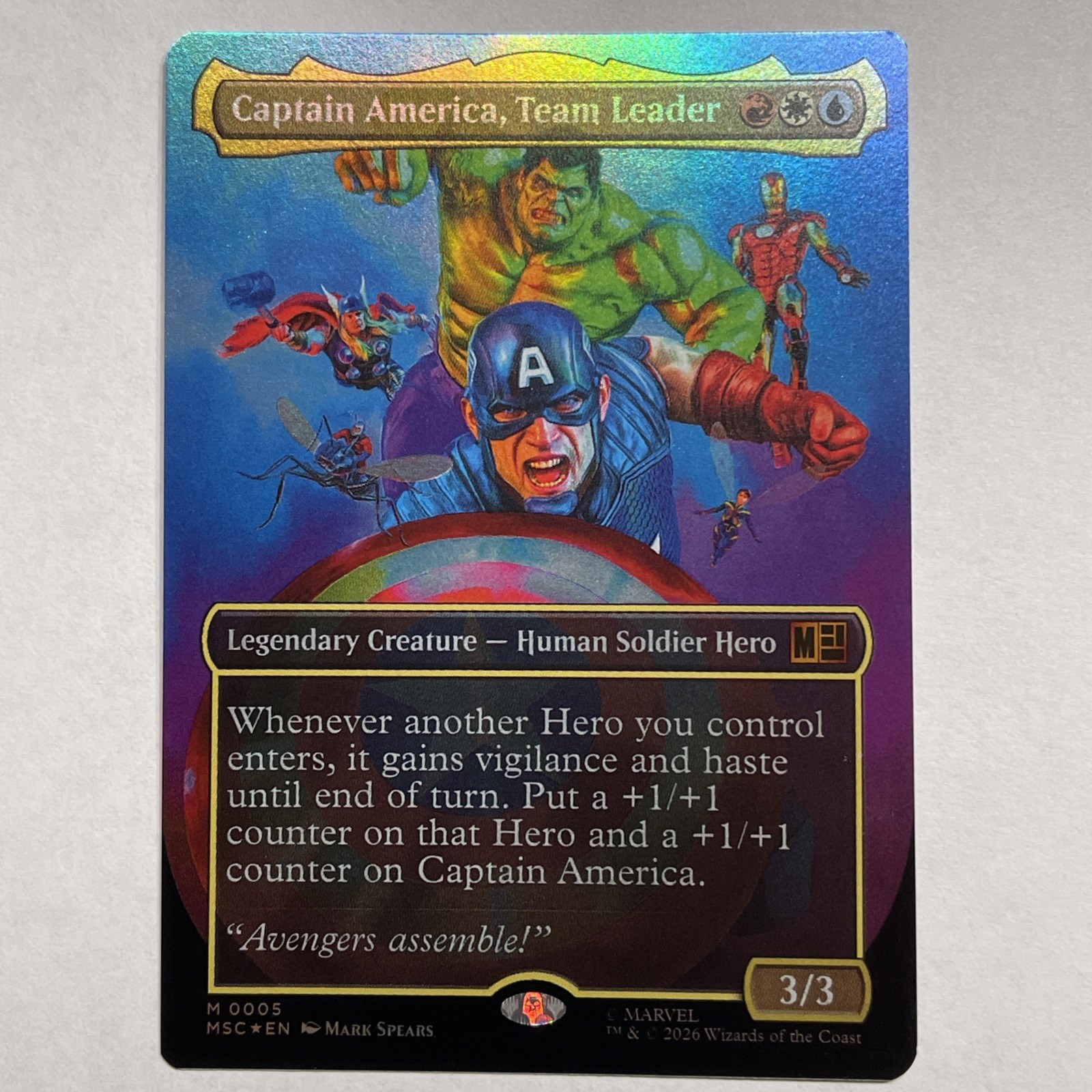 Captain America, Team Leader (Borderless) Commander: Marvel Super Heroes Foil M. Captain America, Team Leader (Borderless) Commander: Marvel Super Heroes Foil M.
