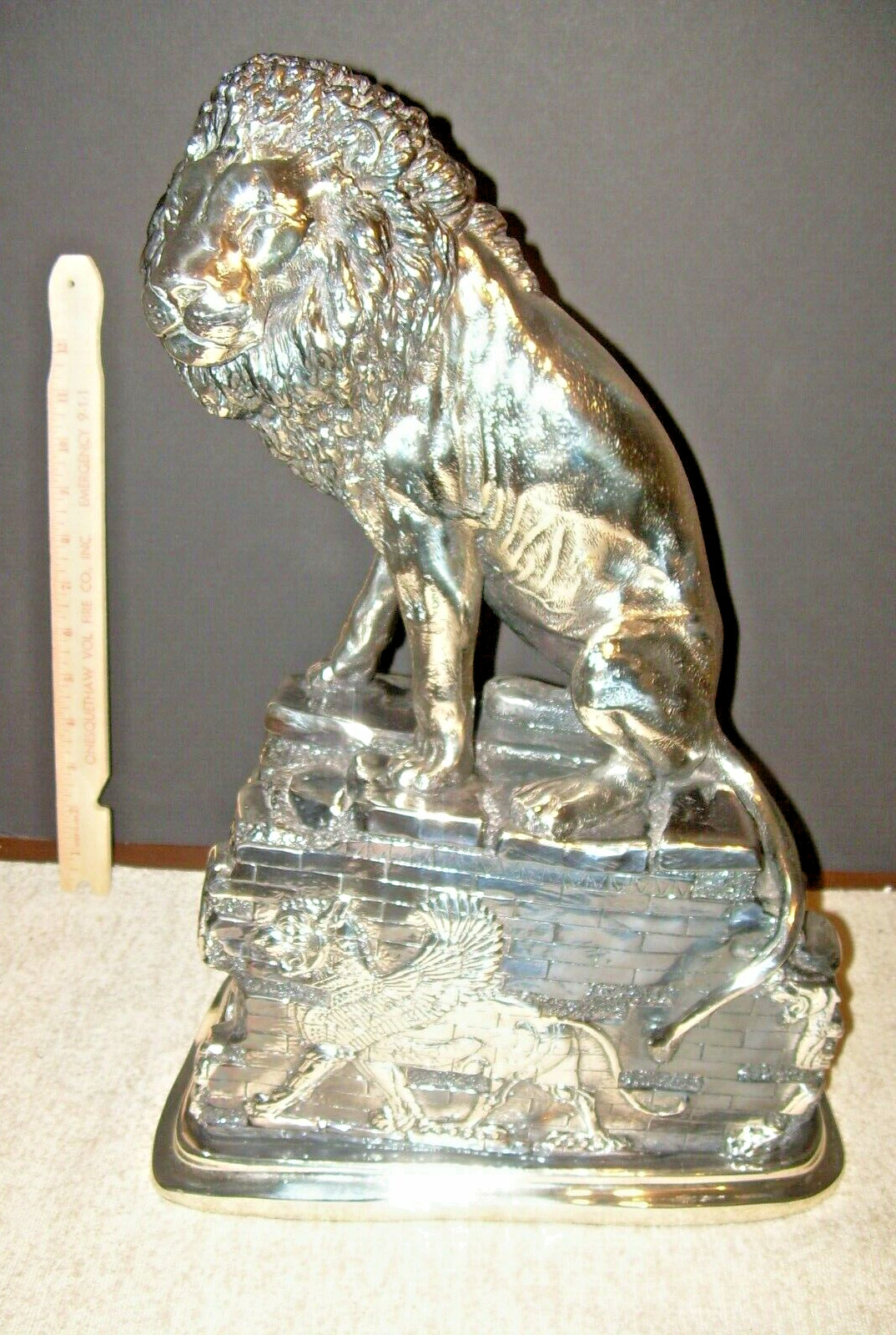 Plata Artistica Lion Sculpture .999 Fine Silver Plated 19+ Pounds