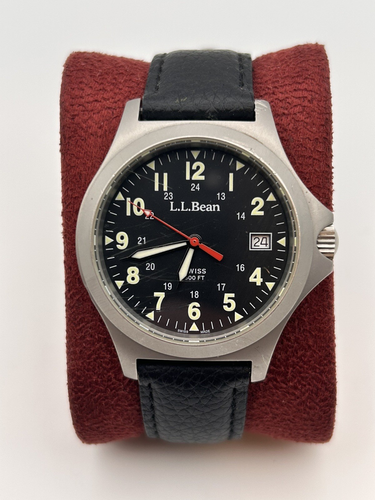 1990’s Vintage L.L. Bean Quartz 40mm Black Dial Swiss Made Men’s Field Watch 