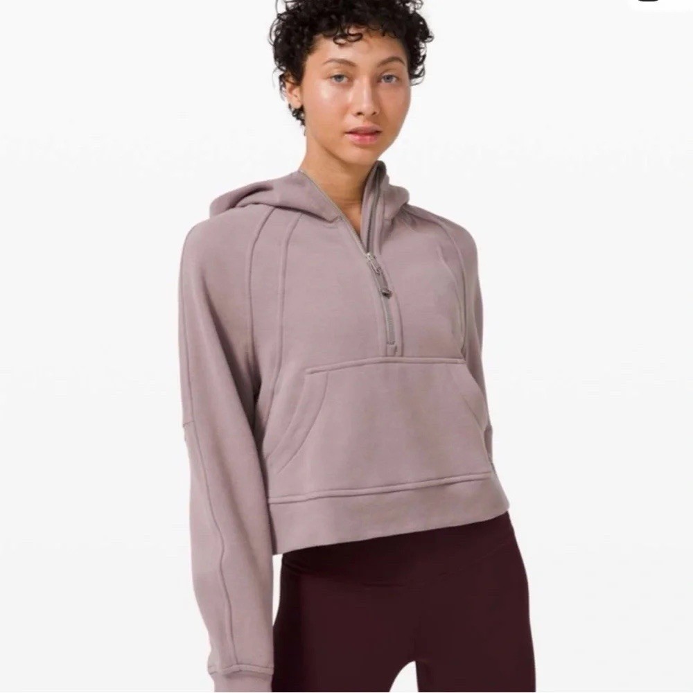 Lululemon XS Scuba Oversized Half-Zip Hoodie Ashen Rose Fleece Pockets NWT🔥