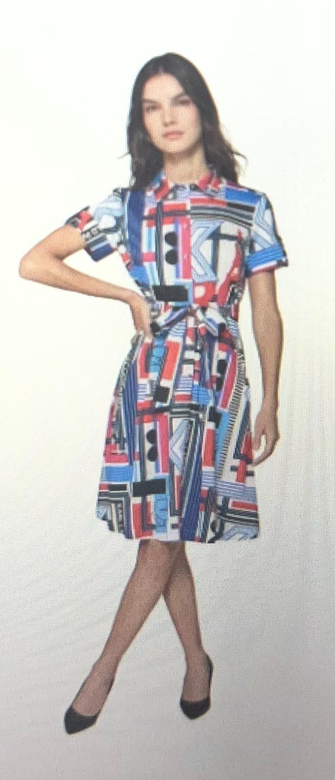 Karl Lagerfeld Sketch Logo Print Belted Button Lined Dress Wm\'s 10 NWT Karl Lagerfeld Sketch Logo Print Belted Button Lined Dress Wm\'s 10 NWT
