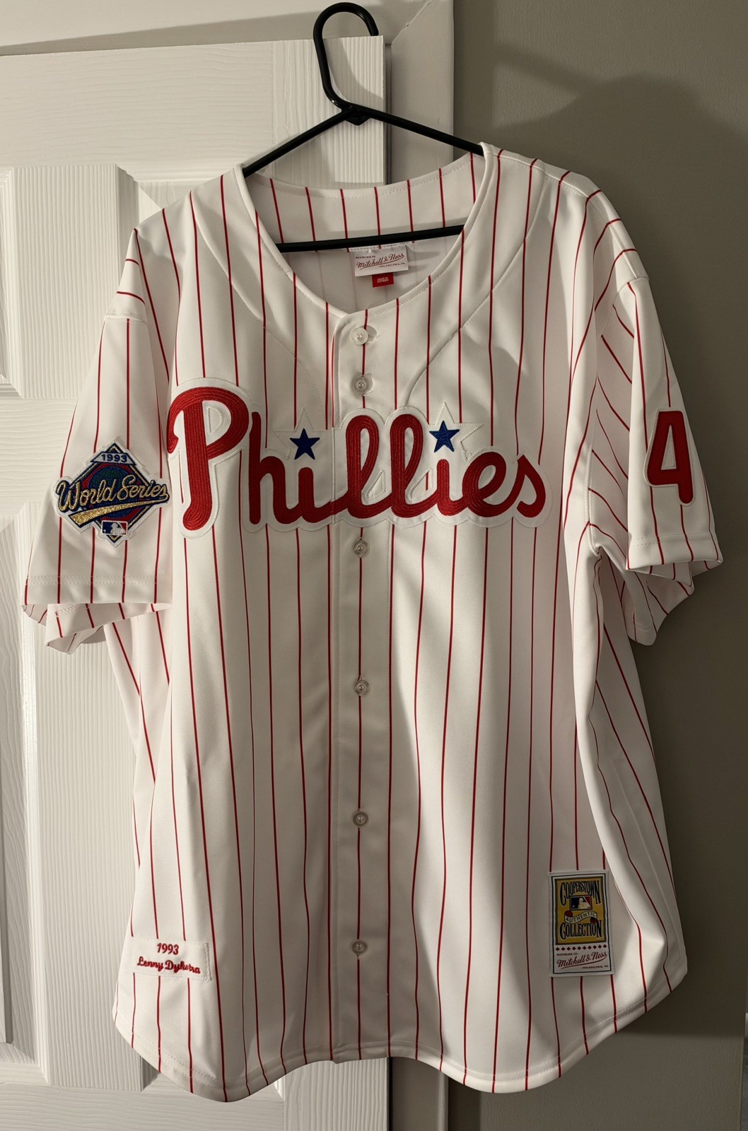 100% Authentic Lenny Dykstra Mitchell & Ness 1993 WS Phillies Jersey Size 52 2XL 100% Authentic Lenny Dykstra Mitchell & Ness 1993 WS Phillies Jersey Size 52 2XL