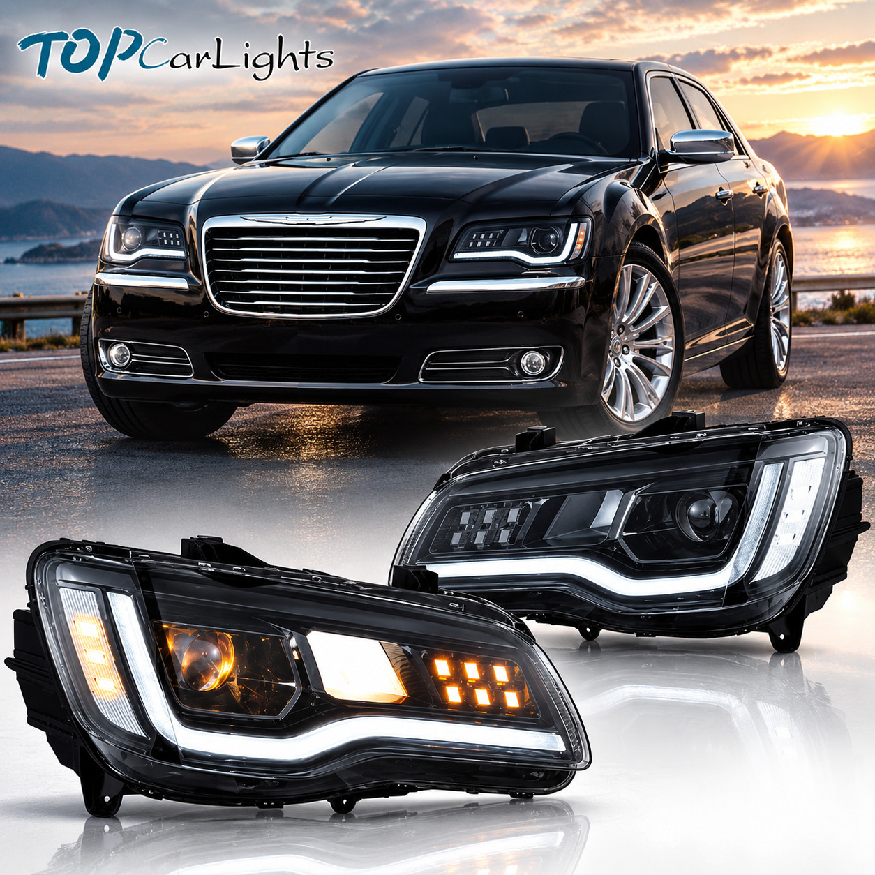 VLAND LED Projector Headlights For 2011-2023 Chrysler 300 W/Start-up Animation