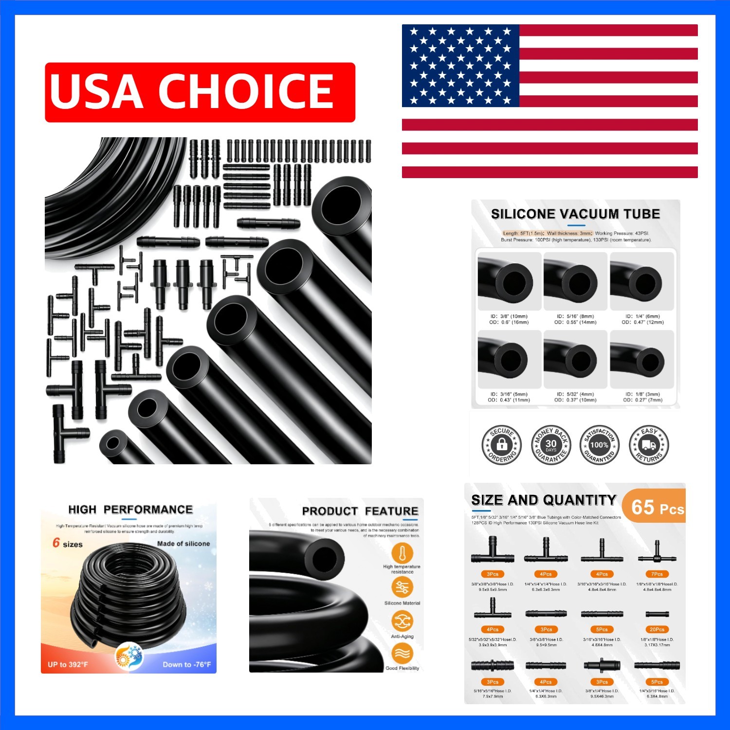 71Pcs Vacuum Line Kit, 6Pcs 5Ft Vacuum Hose Automotive With Vacuum Line Conne... 71Pcs Vacuum Line Kit, 6Pcs 5Ft Vacuum Hose Automotive With Vacuum Line Conne...
