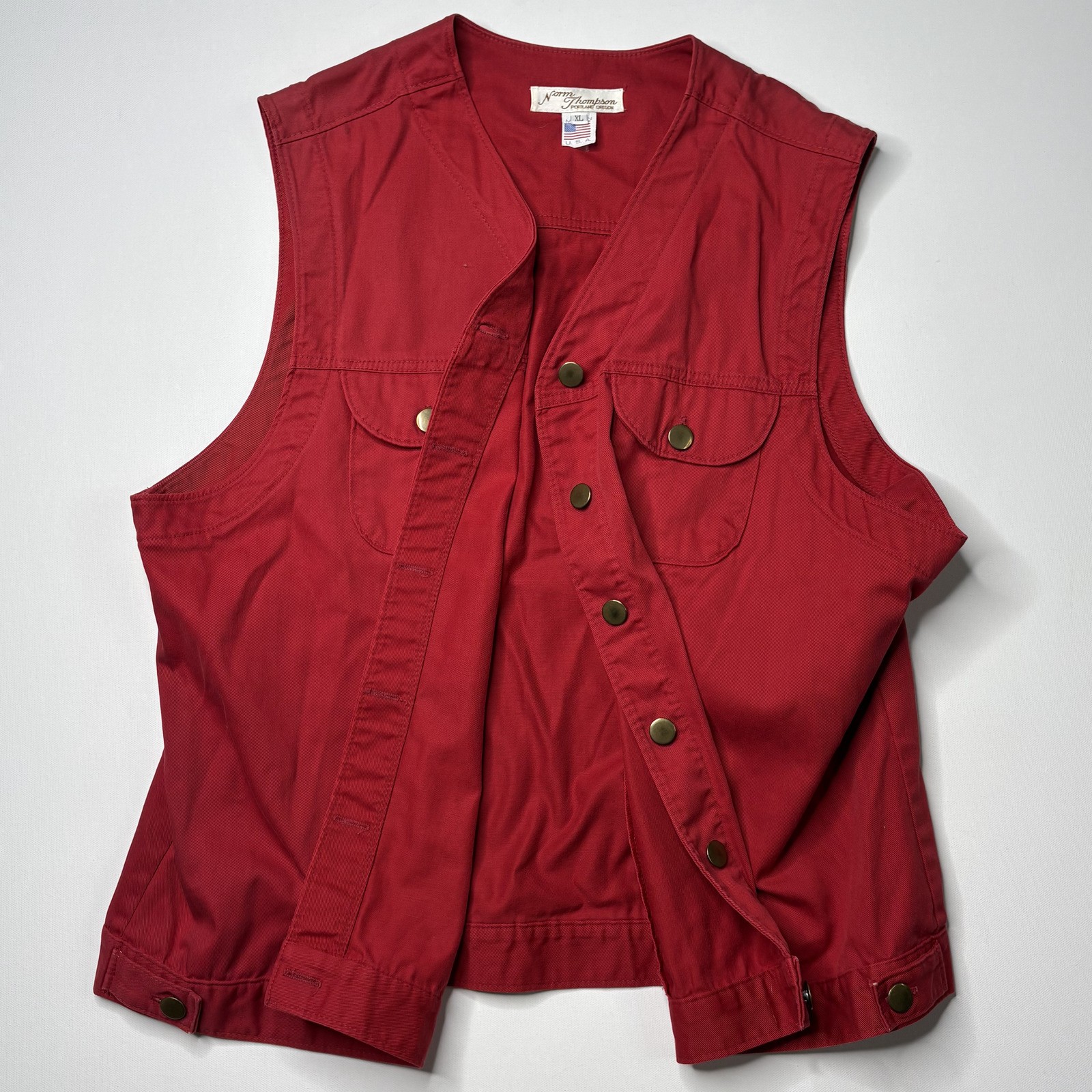 Vintage Norm Thompson Red Canvas Hunting Vest XL Vintage Norm Thompson Red Canvas Hunting Vest XL