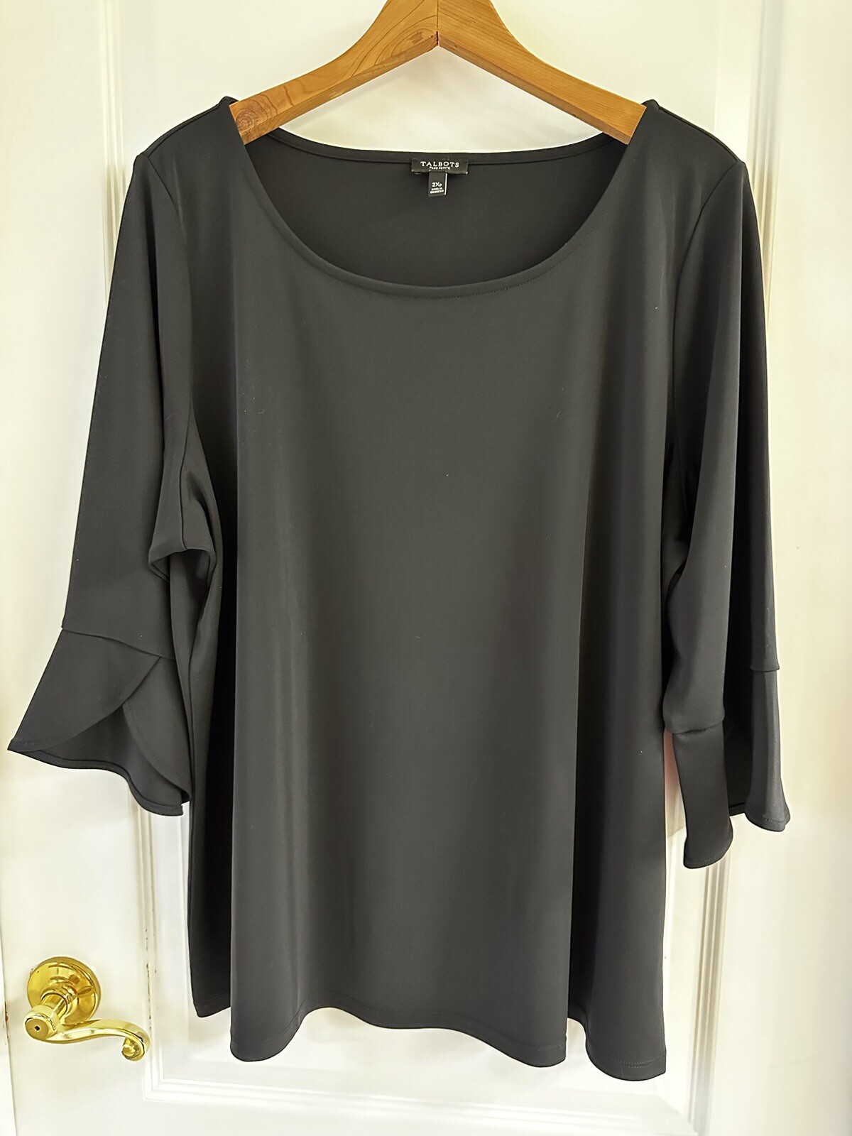 Talbots Tunic Blouse Women’s Top, Dressy, Black, Plus Petite, Size 2XP, EUC