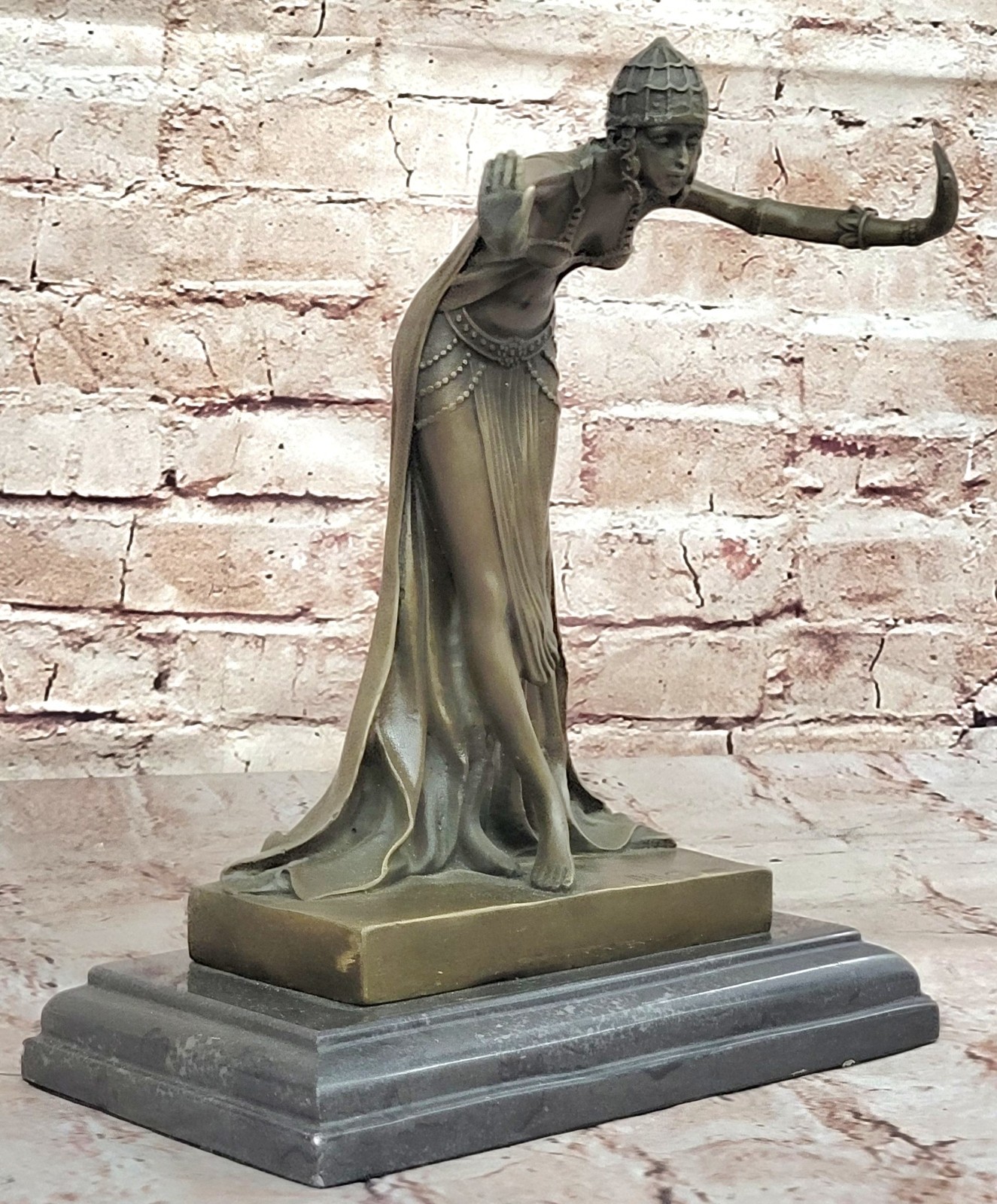 SIGNED D.H Chiparus, bronze art deco dancer sculpture Nouveau Marble Figurine NR