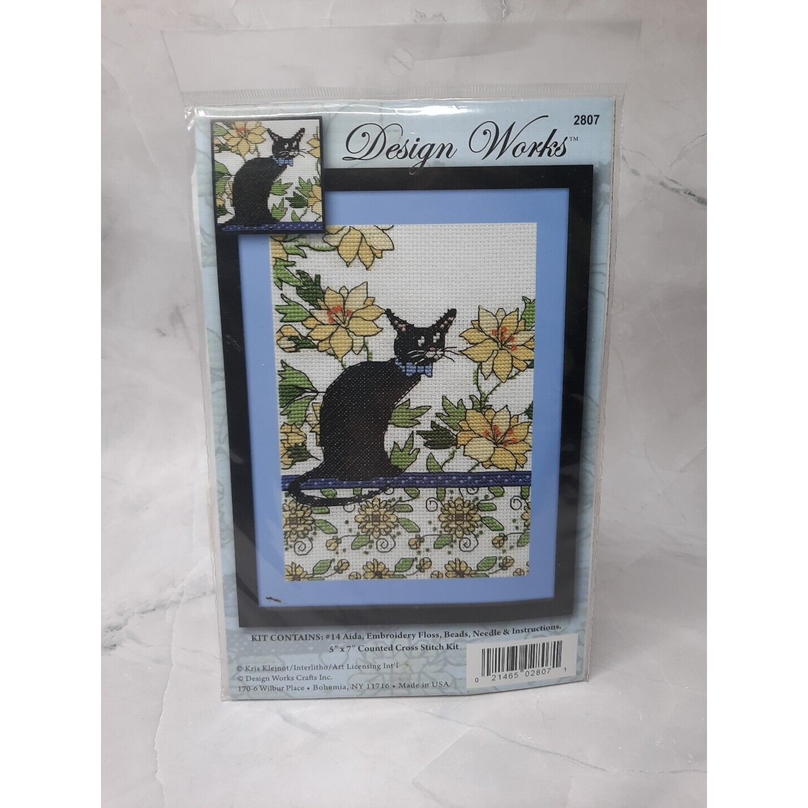 Design Works Counted Cross Stitch Kit Yellow Floral Cat 2807 5x7 Design Works Counted Cross Stitch Kit Yellow Floral Cat 2807 5x7
