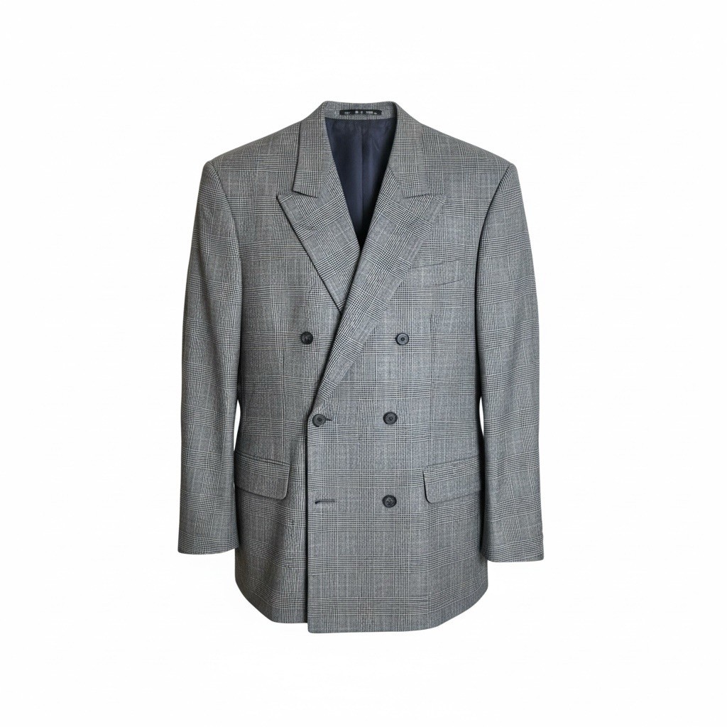 Vintage Aquascutum 3 Pc Suit Men Gray Prince of Wales Plaid 100% Wool Double B Vintage Aquascutum 3 Pc Suit Men Gray Prince of Wales Plaid 100% Wool Double B