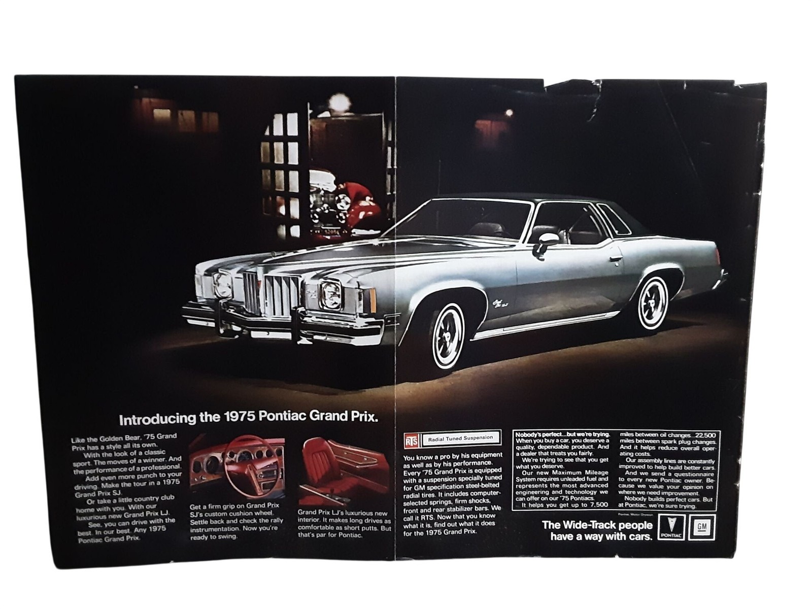1974 Pontiac Grand Prix 1975 Luxury Coupe 2 Page Uncut Vintage Print Ad si826 1974 Pontiac Grand Prix 1975 Luxury Coupe 2 Page Uncut Vintage Print Ad si826