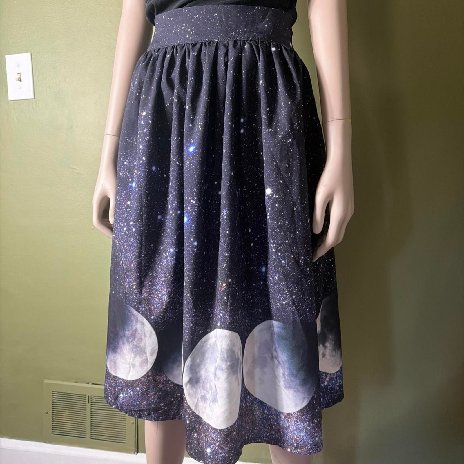 Goth Witchy Whimsigoth Blue Moon Phases Skirt Womens Goth Witchy Whimsigoth Blue Moon Phases Skirt Womens