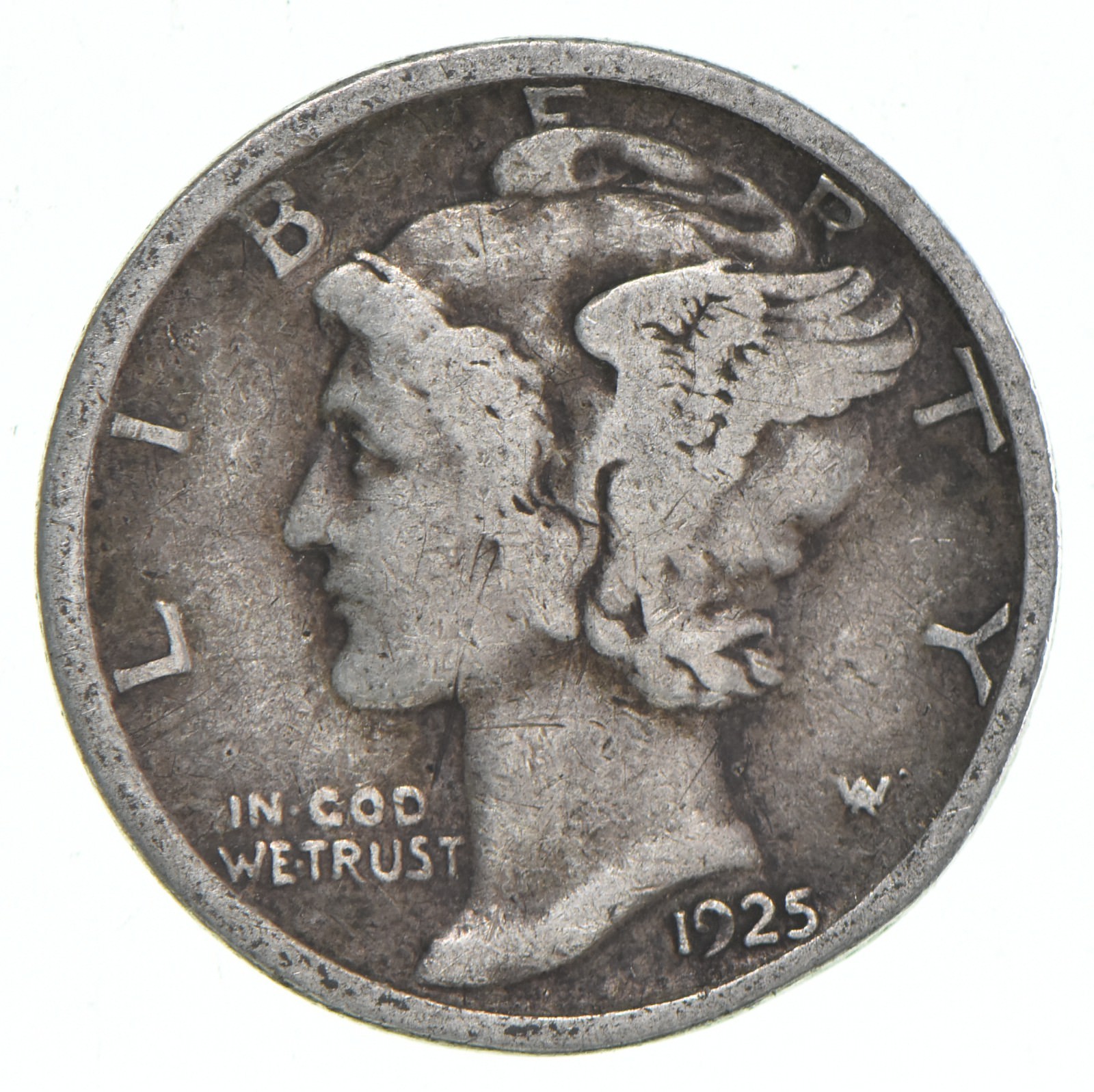 VG+ 1925 Mercury 90% Silver Dime VG+ 1925 Mercury 90% Silver Dime