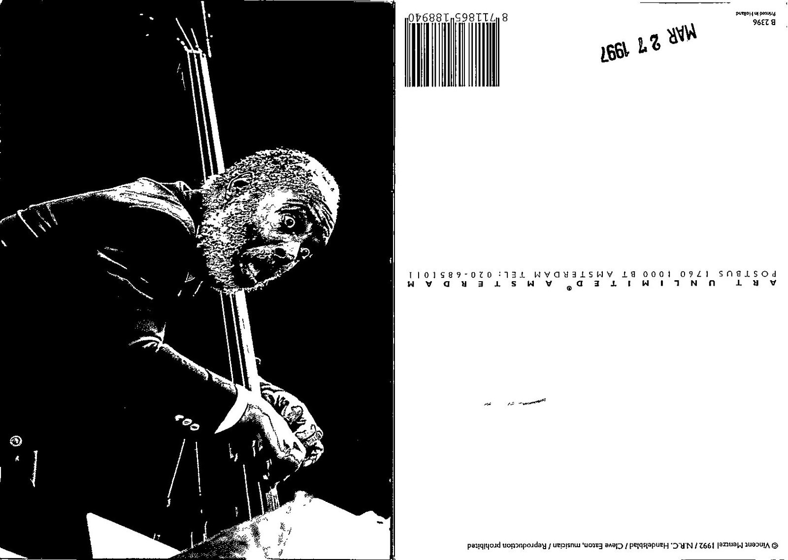 Postcard - Vincent Mentzel 1992 - N.R.C. Handelsblad - Cleve Eaton musician Postcard - Vincent Mentzel 1992 - N.R.C. Handelsblad - Cleve Eaton musician