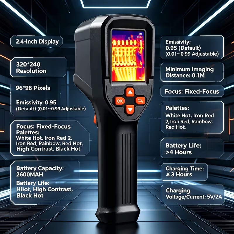 320x240 Handheld Thermal Imager IR Infrared Imaging Camera With 2.4