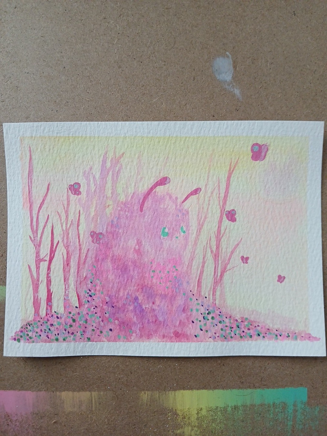 Original 4x6 Watercolor Ink Painting Whimsical Fantasy Art Blackbowstudio
