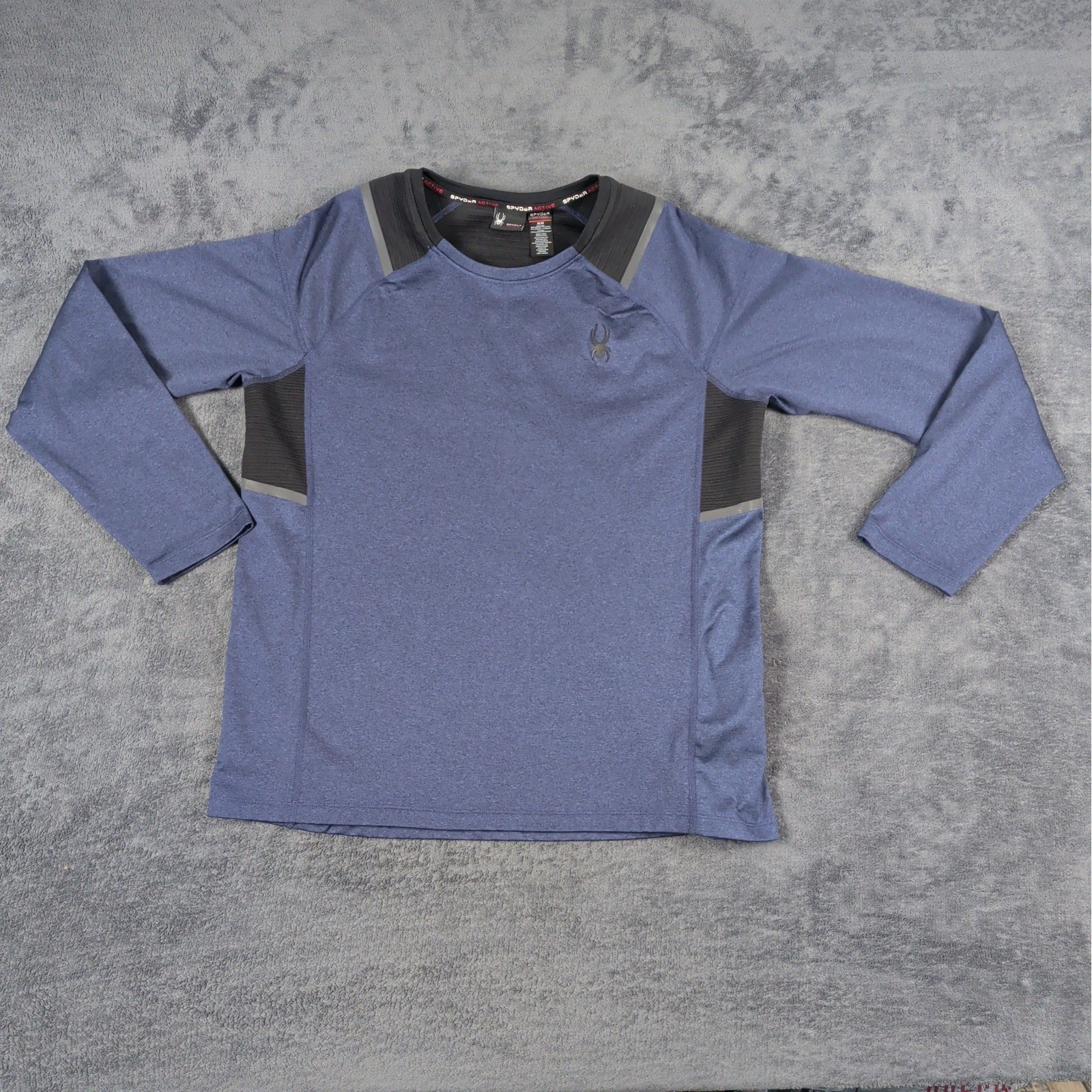 Spyder Active Shirt Mens Medium Blue Black Pullover ProWeb Crew Neck Athletic Spyder Active Shirt Mens Medium Blue Black Pullover ProWeb Crew Neck Athletic
