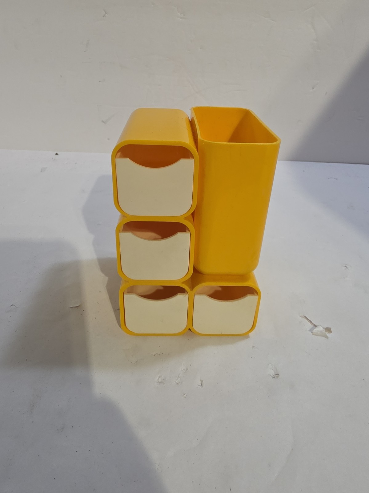 Vintage 1970s Mod Yellow Plastic Desk Organizer Storage Box MCM Style Retro Vintage 1970s Mod Yellow Plastic Desk Organizer Storage Box MCM Style Retro