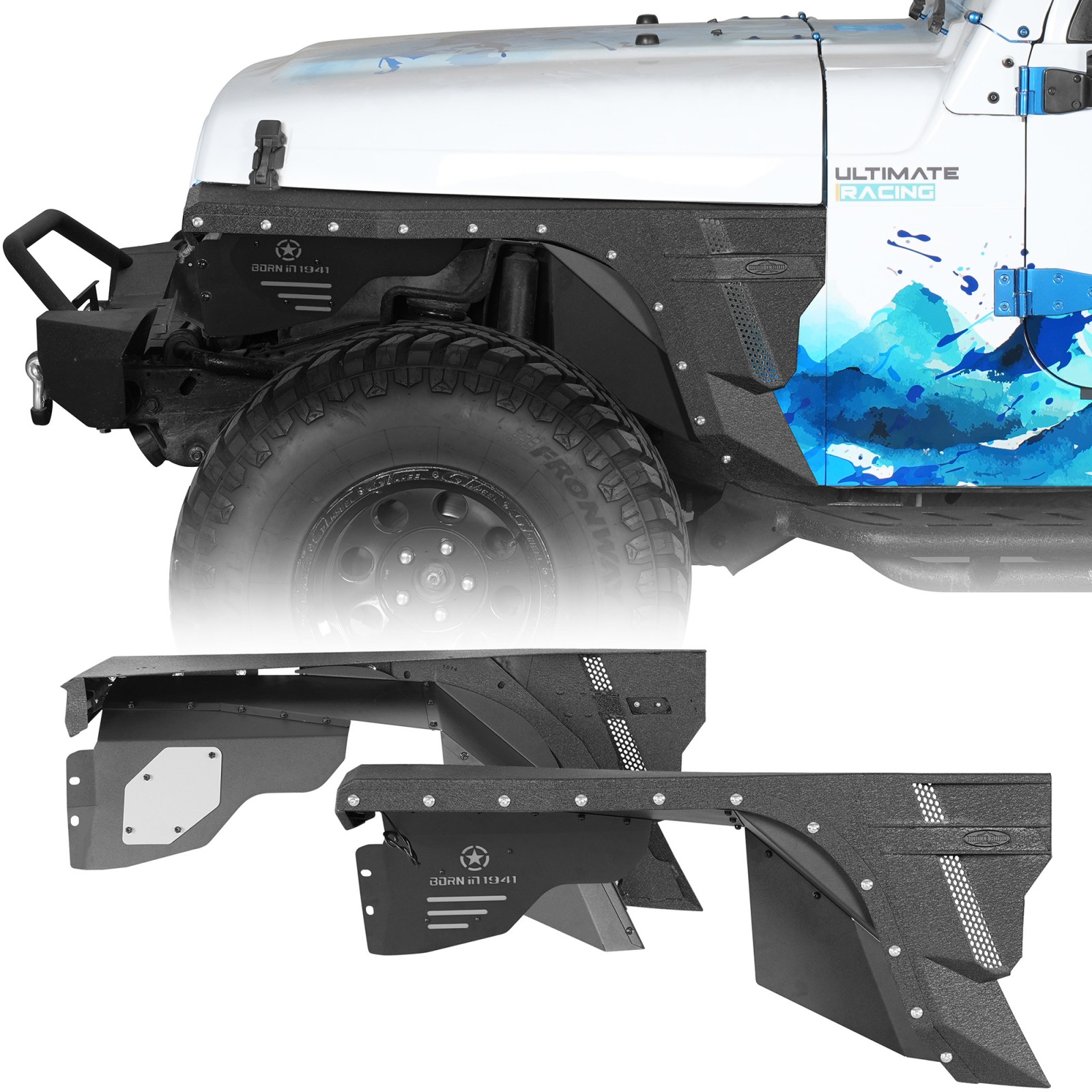 For 1997-2006 Jeep Wrangler TJ Front Rear Fender Flares & Inner Fender Liners