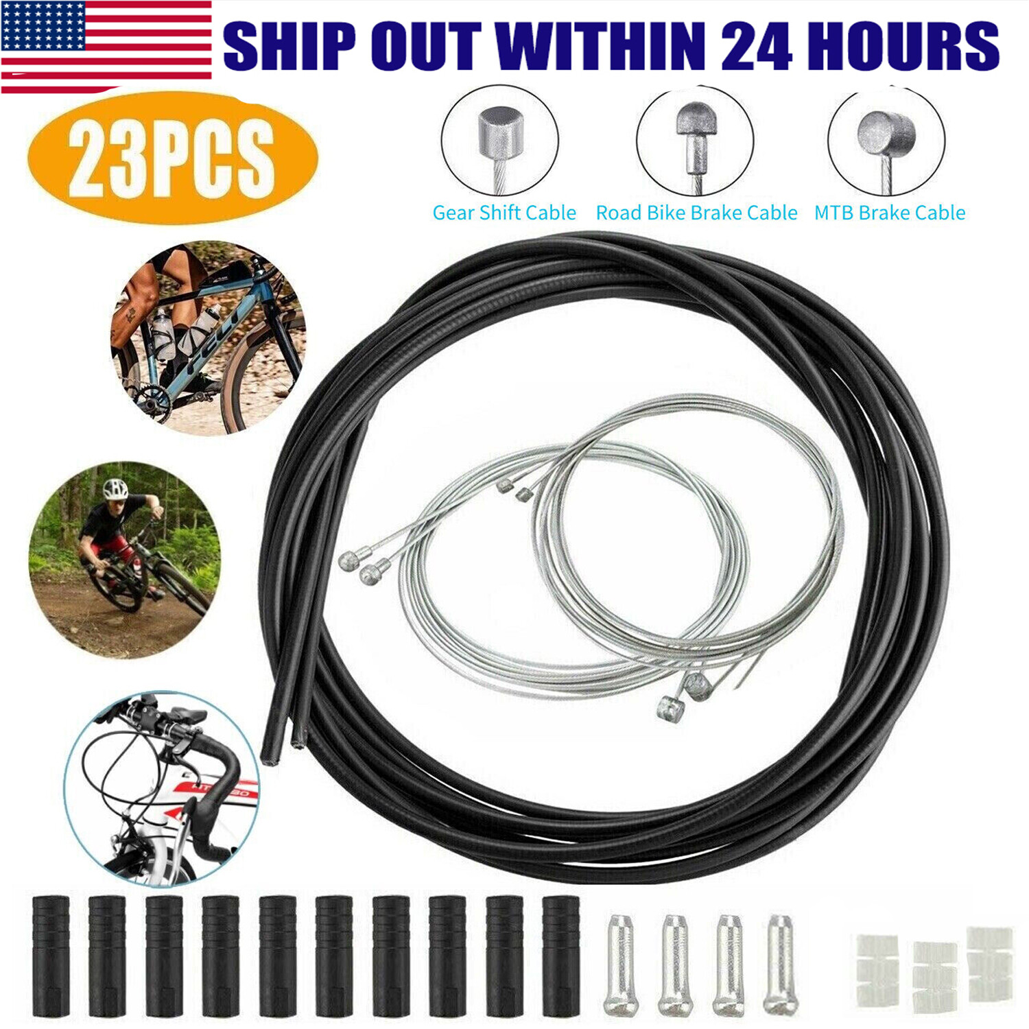 Bike Complete Front Rear Wire Gear Brake Cable Set for Mountain Bikes Bicycle Bike Complete Front Rear Wire Gear Brake Cable Set for Mountain Bikes Bicycle