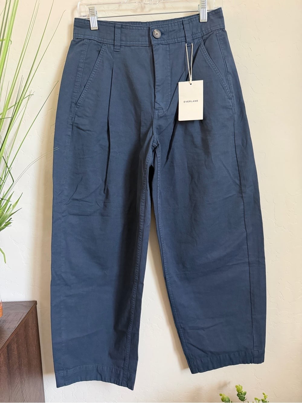 Everlane Cotton Linen Pleated Pants Navy Size 2 NWT