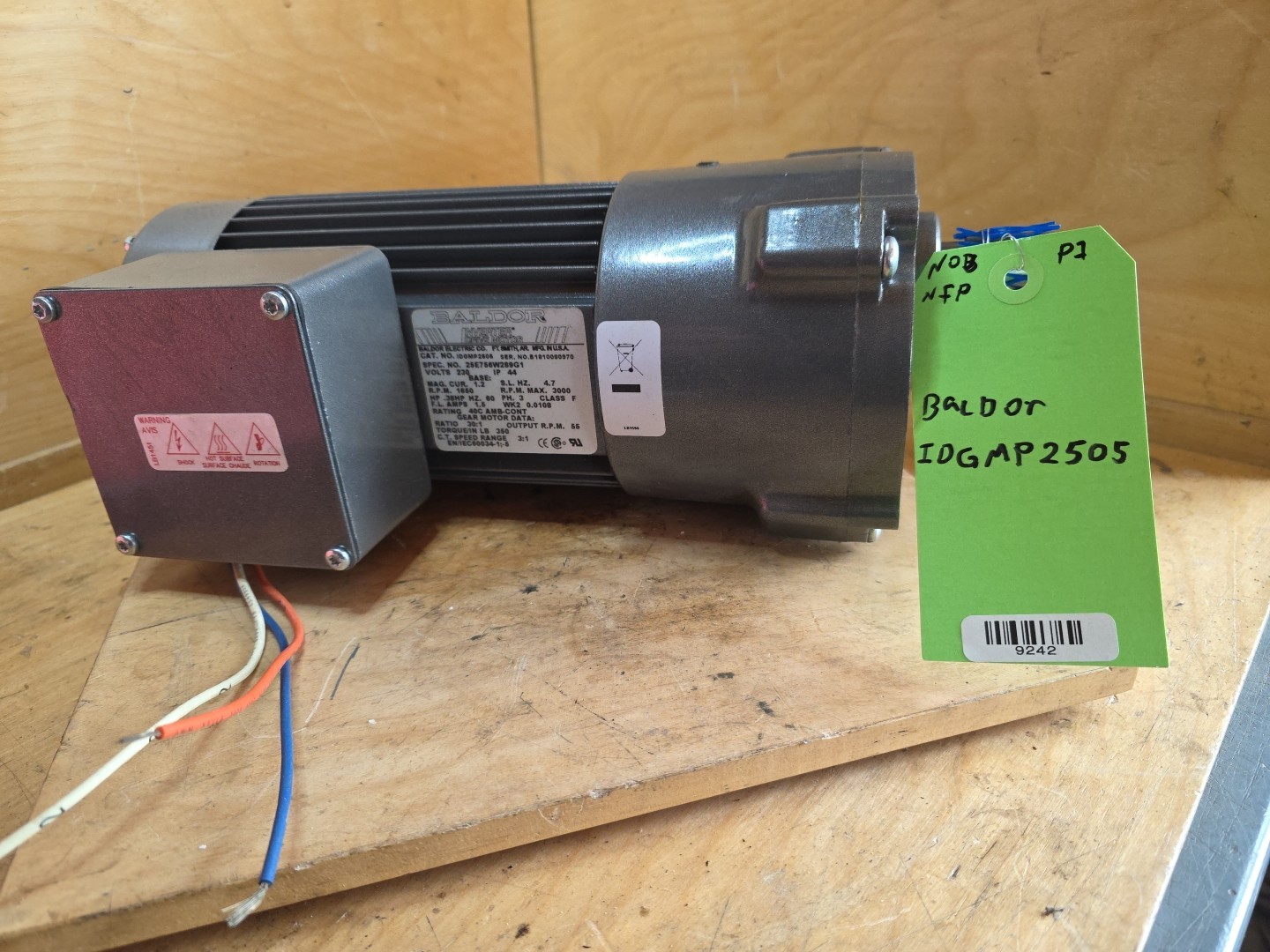 Baldor IDGMP2505 25E756W289G1 3/8HP  55RPM 3PH TEFC PARALLEL GEARMOTOR 230vac