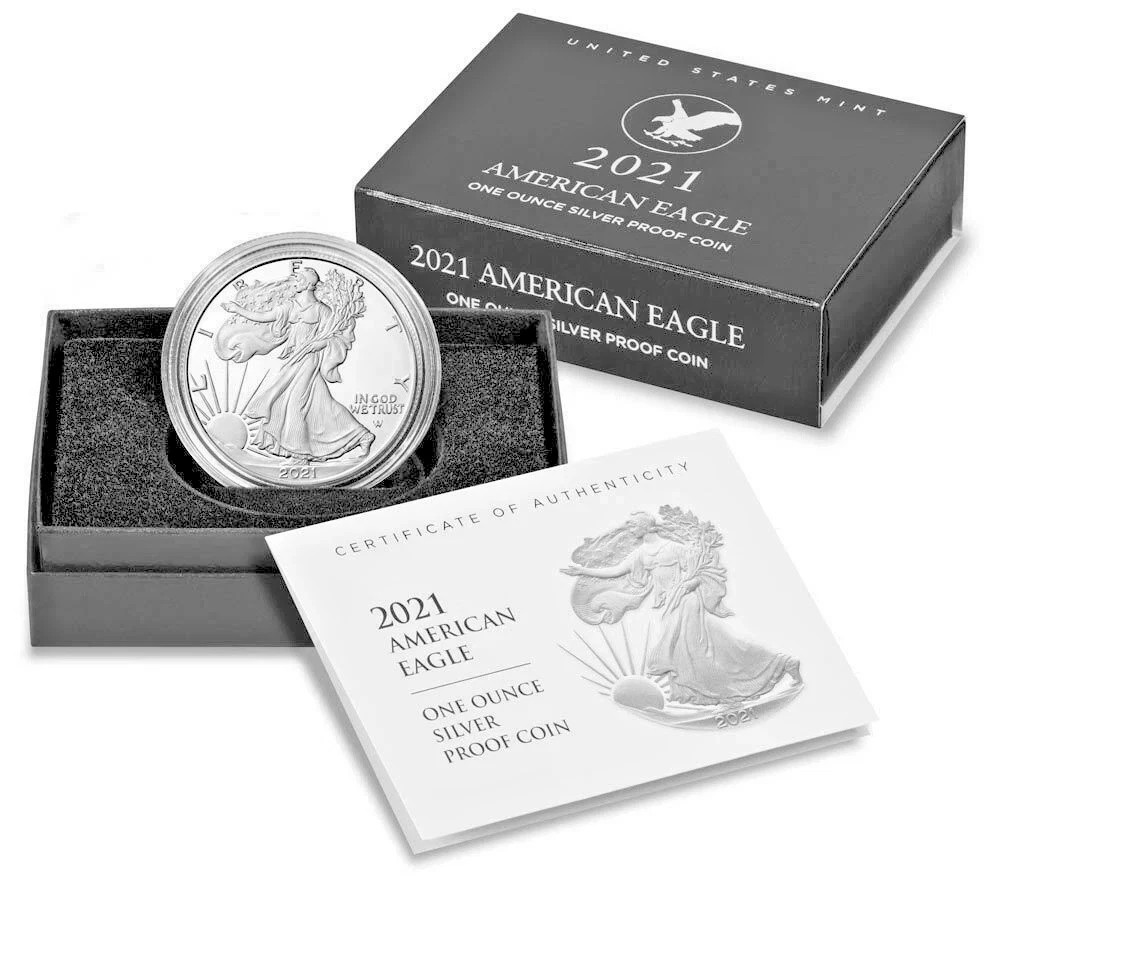 2021-S American Silver Eagle Proof Type 2 21EMN OGP COA US Mint 2021-S American Silver Eagle Proof Type 2 21EMN OGP COA US Mint