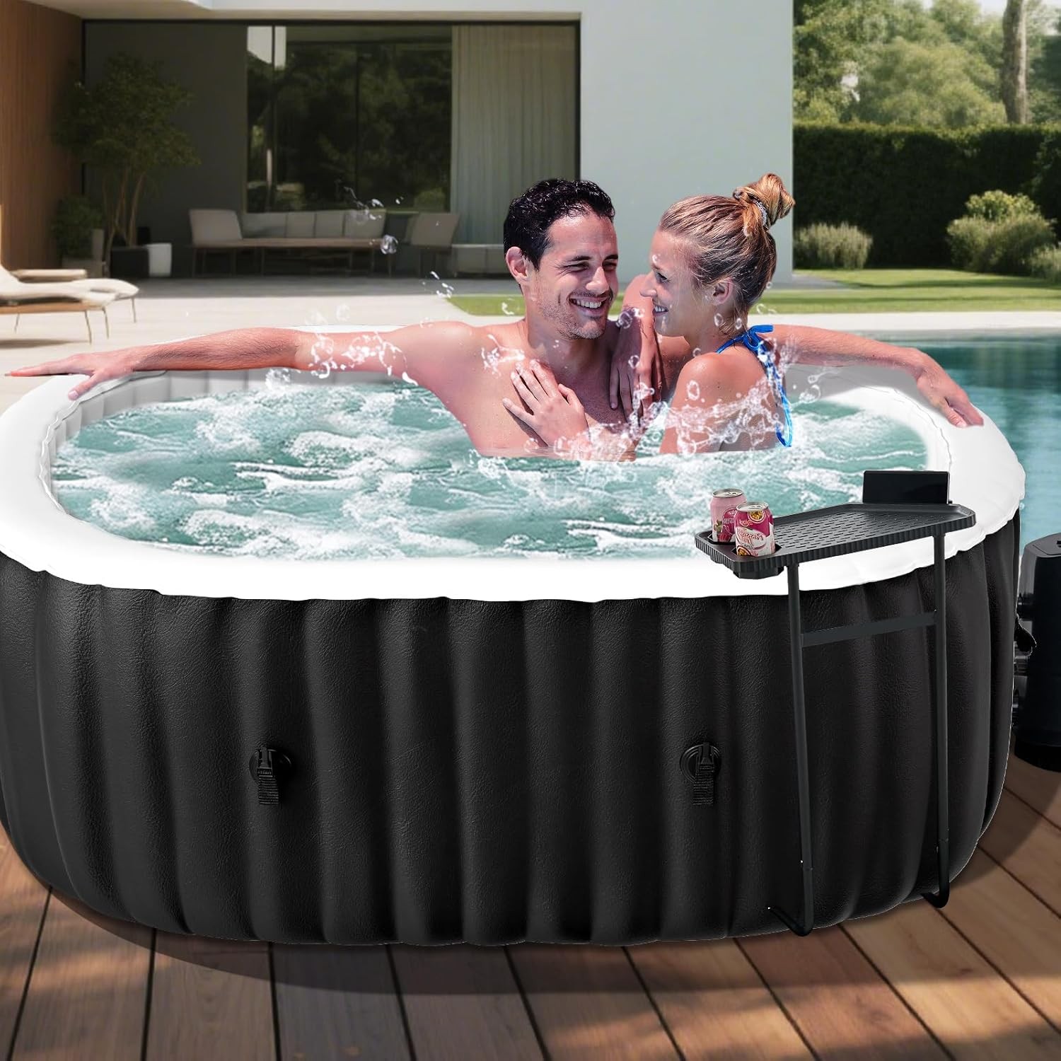 NAIZEA Inflatable Outdoor Hot Tub Spa 100 Bubble Jet Fits Up to 2 Persons &Table NAIZEA Inflatable Outdoor Hot Tub Spa 100 Bubble Jet Fits Up to 2 Persons &Table