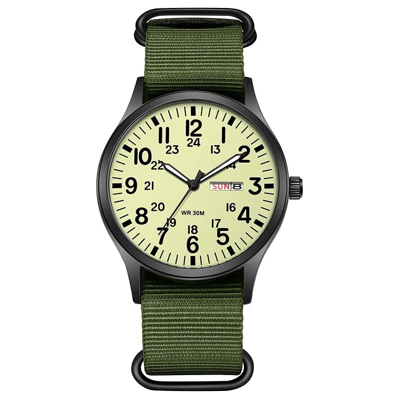Durable Field Watch Easy Read Dial 24H Display Nylon Strap Quartz Movement Durable Field Watch Easy Read Dial 24H Display Nylon Strap Quartz Movement