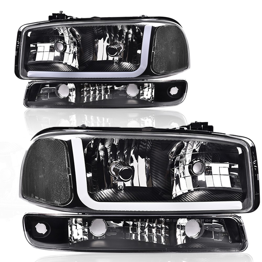 LED DRL Pair Headlights+Bumper Lamps For 2004 2005 1999-2007 GMC Sierra 1500 HD LED DRL Pair Headlights+Bumper Lamps For 2004 2005 1999-2007 GMC Sierra 1500 HD