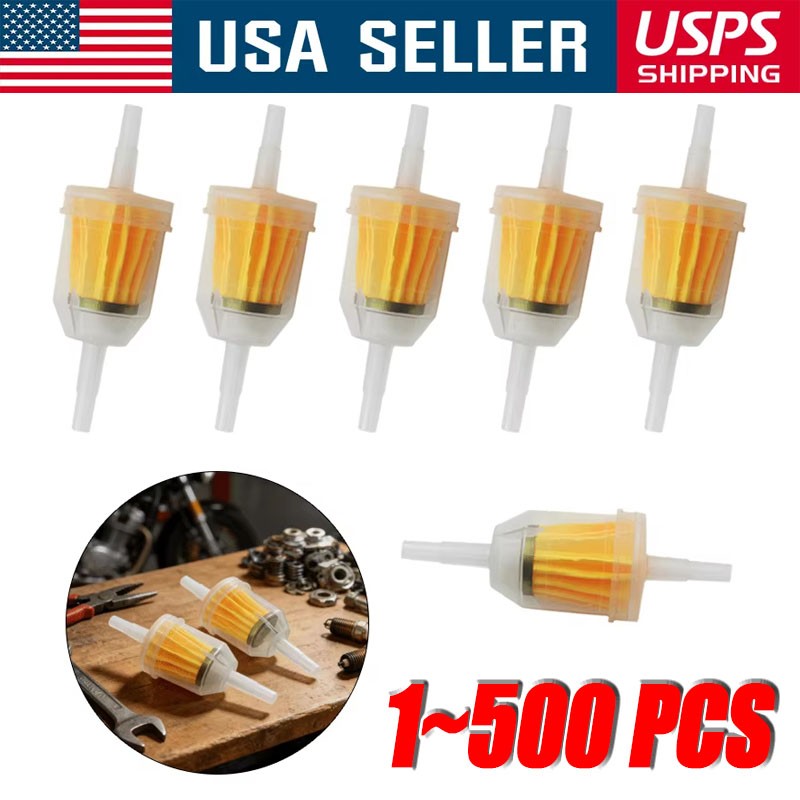 1-500Pack Motor Inline Gas Oil Fuel Filter Small Engine for 1/4'' 5/16