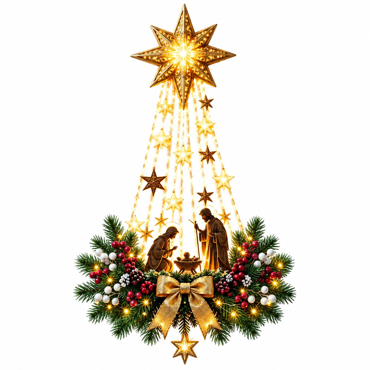 Bethlehem Star of Faith Lighted Nativity Wall Decor Christmas LED Religious Wall
