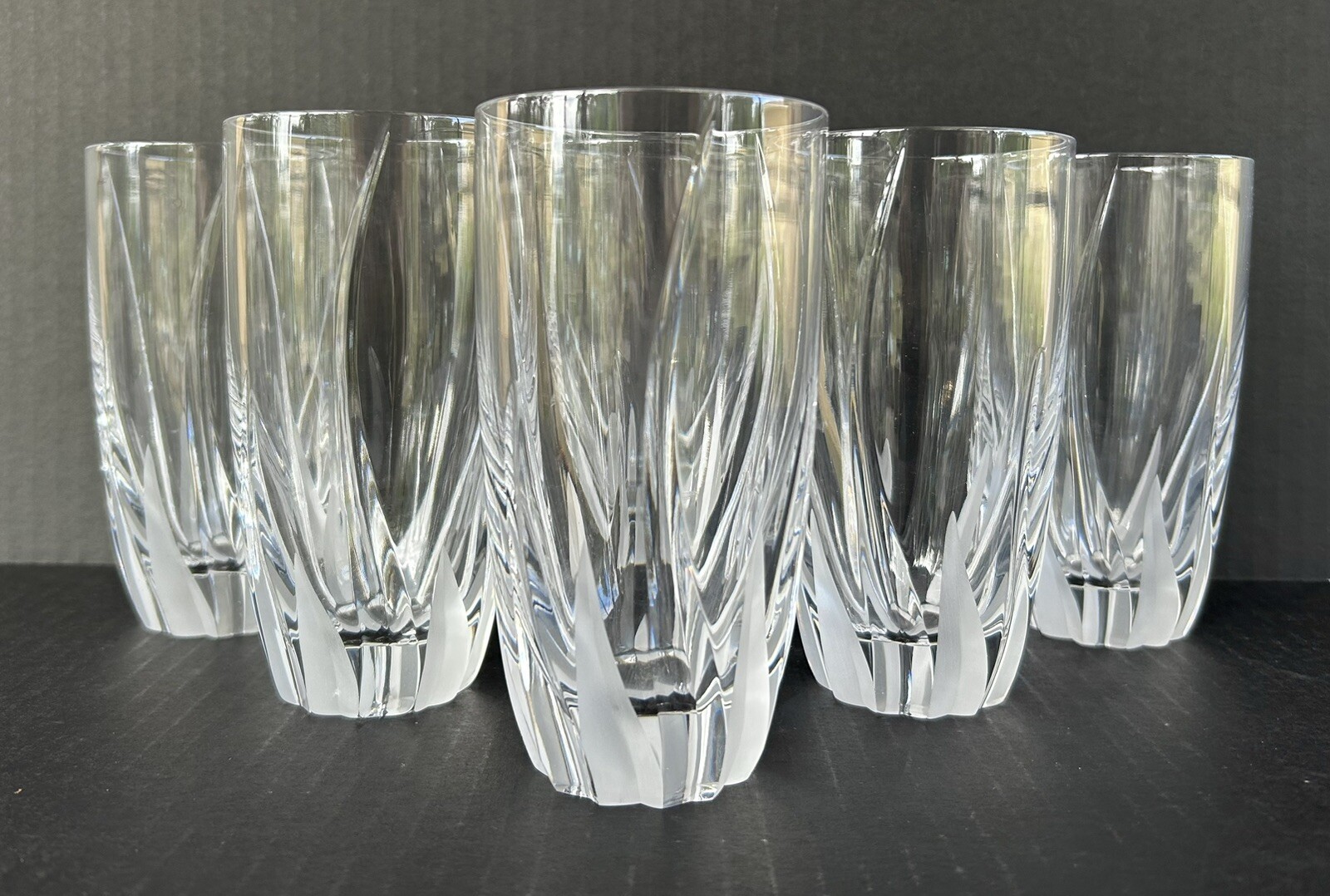 Mikasa Flame D\'amore Crystal Highball Glasses 5 3/8” Set of 6 Barrel Shaped Mikasa Flame D\'amore Crystal Highball Glasses 5 3/8” Set of 6 Barrel Shaped