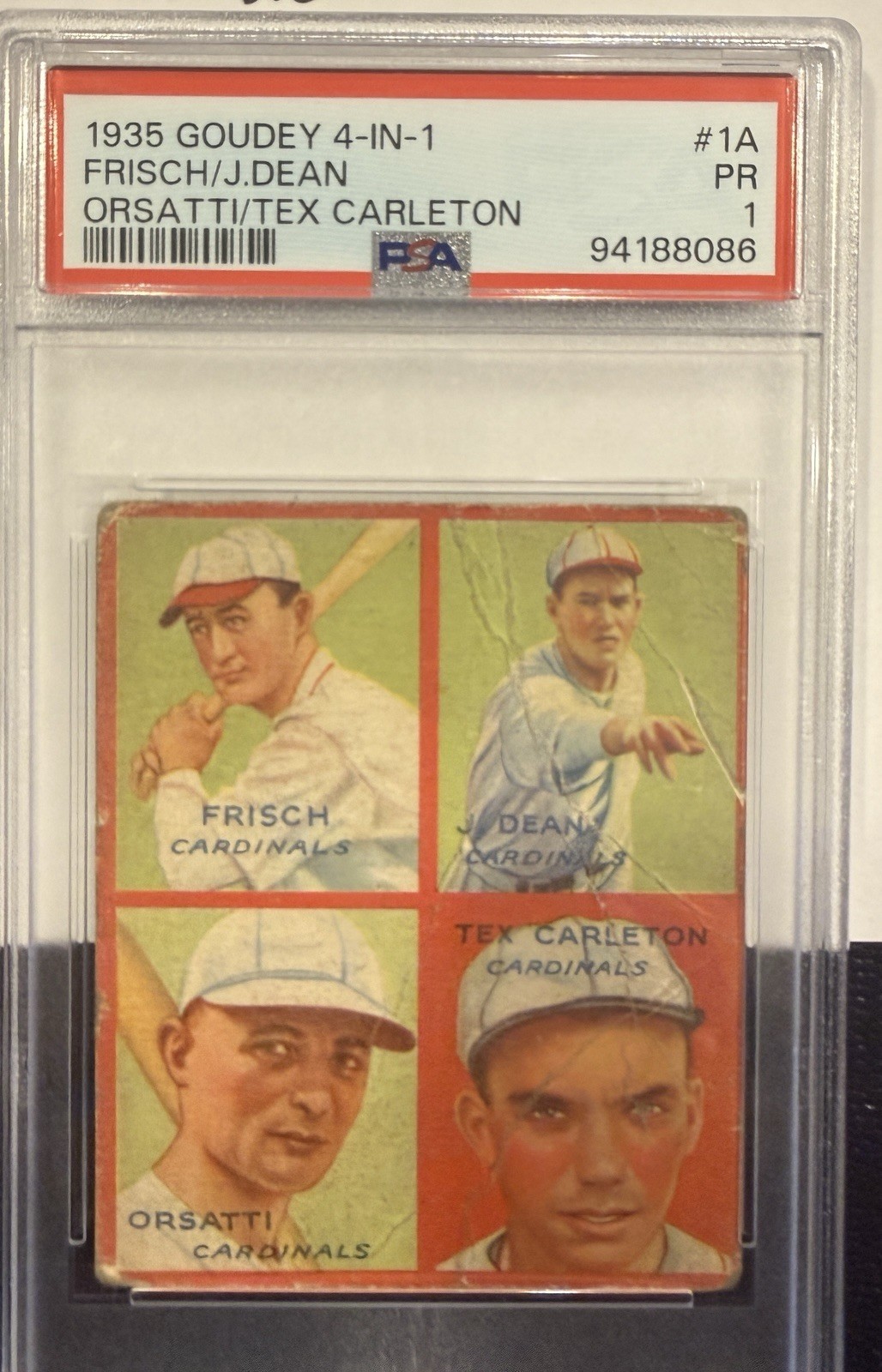 1935 Goudey 4-in-1 - R321 Frankie Frisch, Dizzy Dean, Tex Carleton #1A (RC) 1935 Goudey 4-in-1 - R321 Frankie Frisch, Dizzy Dean, Tex Carleton #1A (RC)