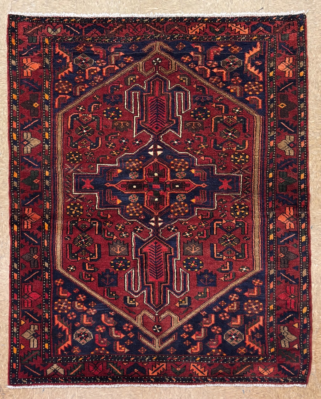 Vintage Zanjan 5x7 Tribal Geometric Hand Knotted Wool Oriental Area Rug Boho