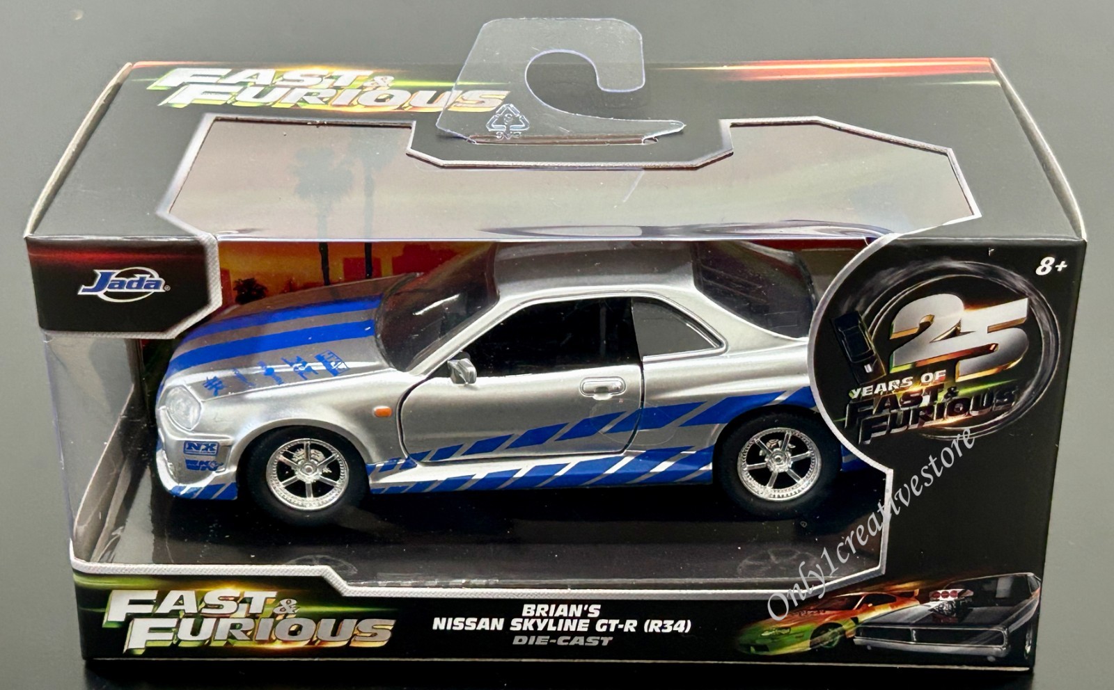 Jada Fast And Furious Brian's Nissan Skyline GT-R R34 Silver 1:32 Jada Fast And Furious Brian's Nissan Skyline GT-R R34 Silver 1:32