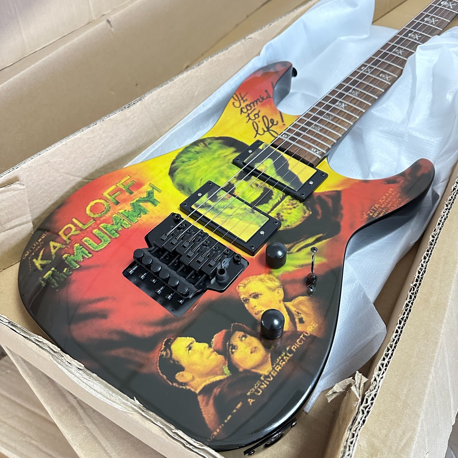 US Warehouse KH-2 Style Electric Guitar Kirk Hammett Karloff The Mummy Graphic US Warehouse KH-2 Style Electric Guitar Kirk Hammett Karloff The Mummy Graphic