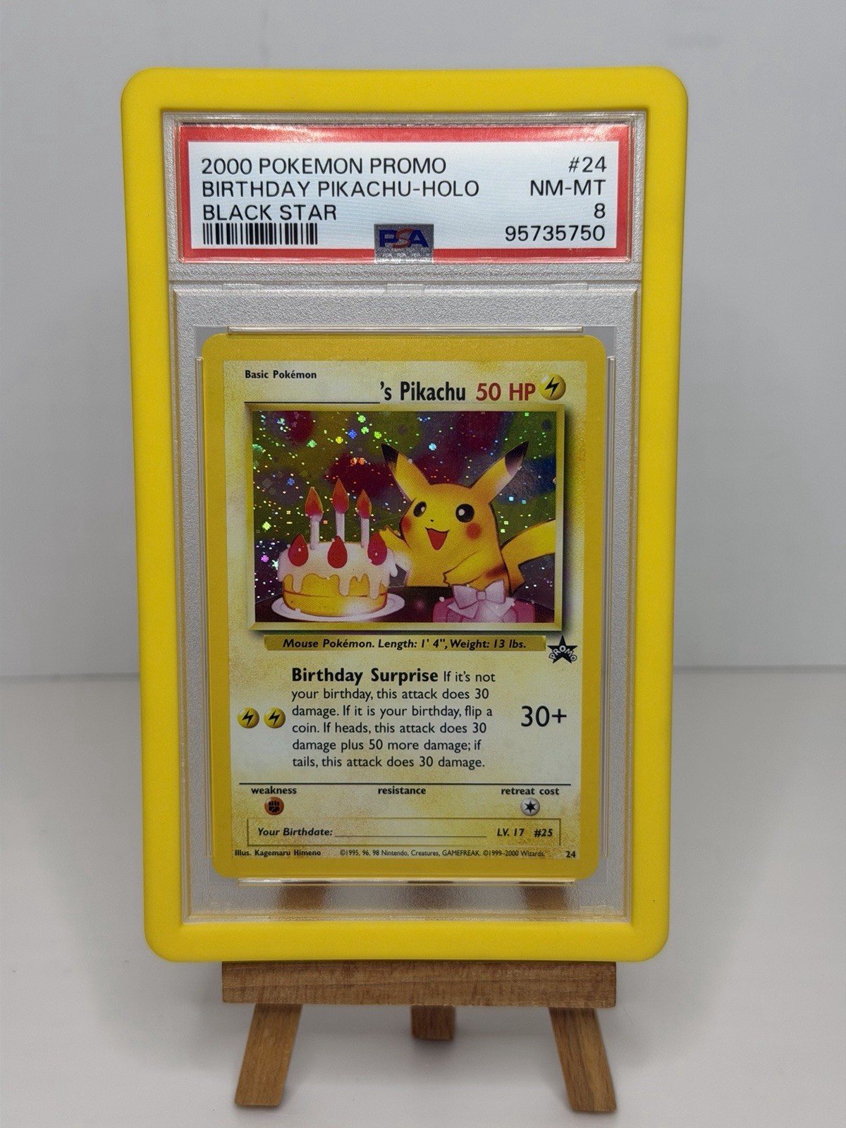 2000 POKEMON BIRTHDAY PIKACHU-HOLO PROMO BLACK STAR #24 PSA 8