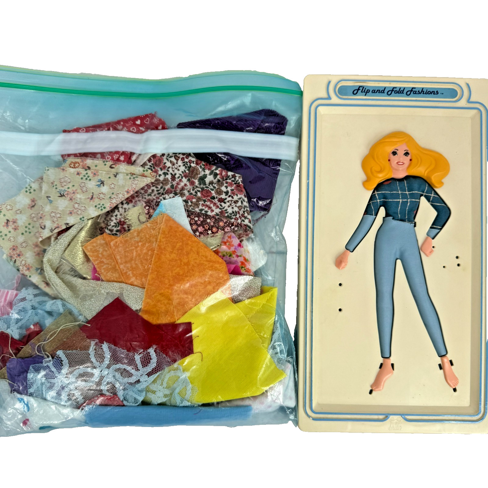 Vintage Tomy Flip and Fold Fashions Fashion Design Toy USA Made w/ Fabric Lot Vintage Tomy Flip and Fold Fashions Fashion Design Toy USA Made w/ Fabric Lot